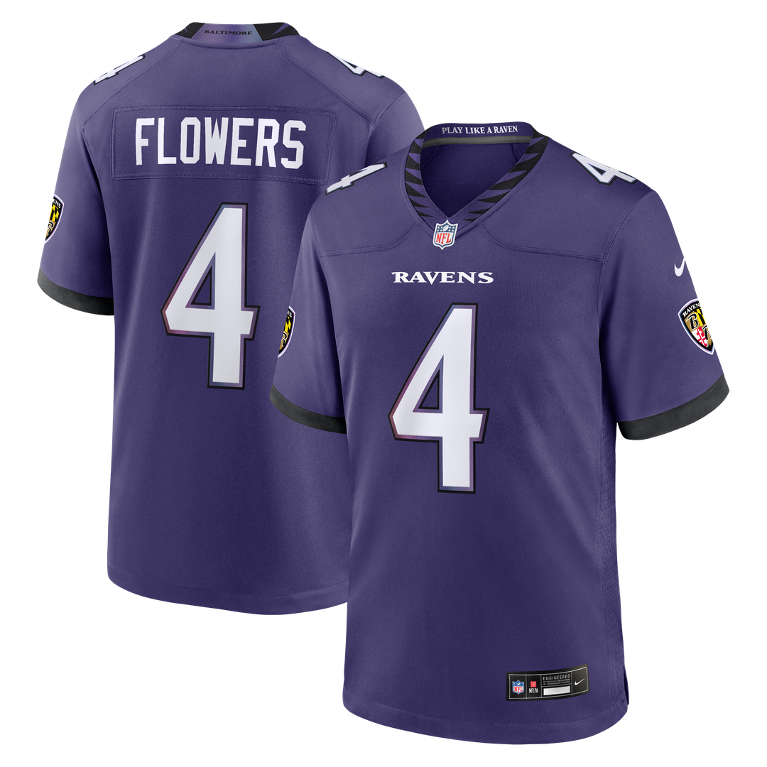 Zay Flowers Baltimore Ravens Nike Team Game Official Jersey - Purple