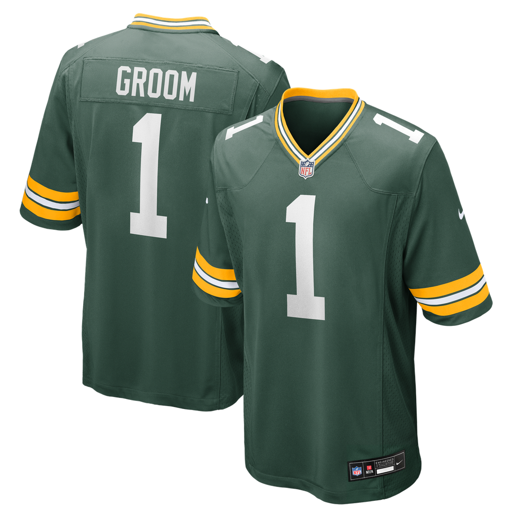 Number 1 Groom Green Bay Packers Nike Game Official Jersey - Green