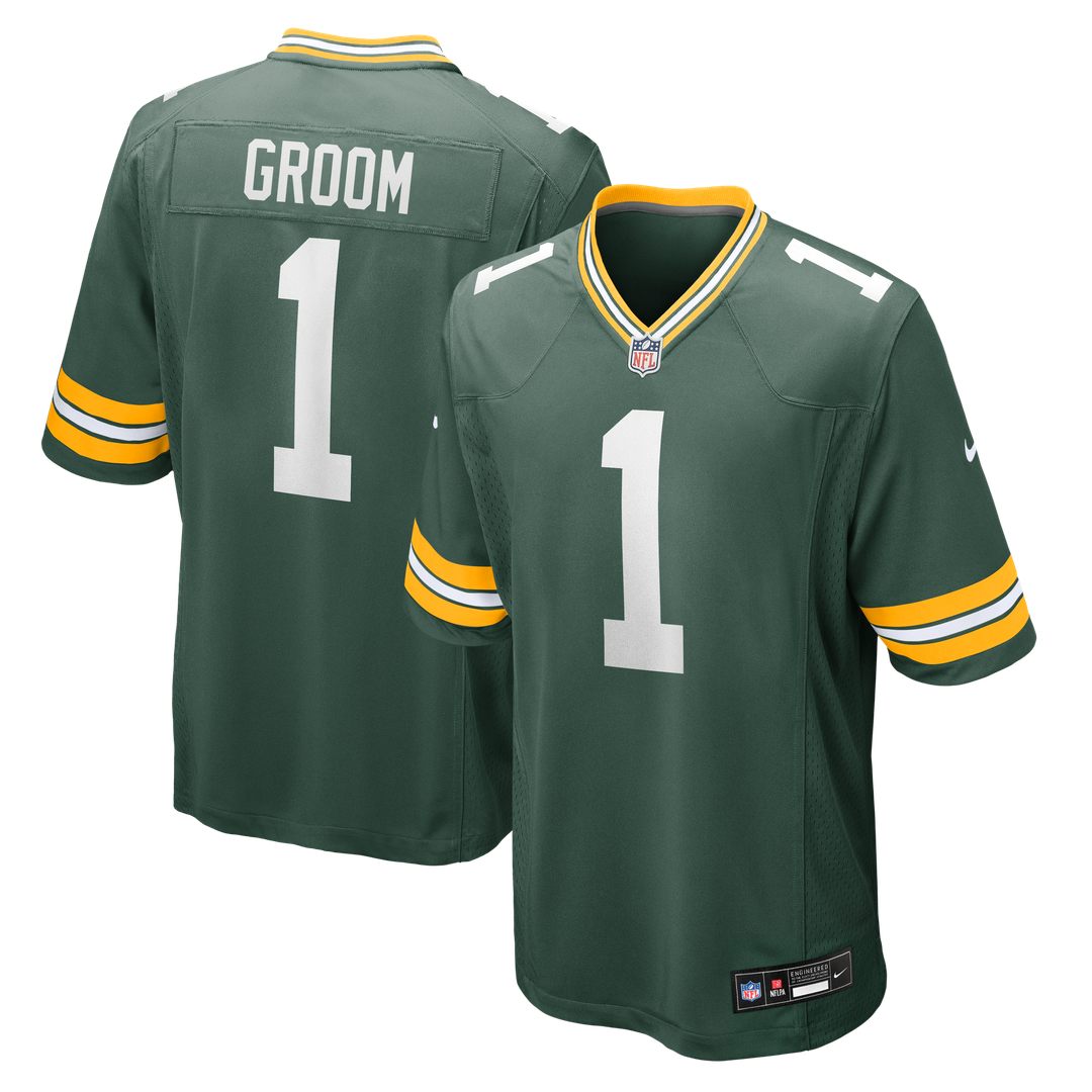 Number 1 Groom Green Bay Packers Nike Game Official Jersey - Green
