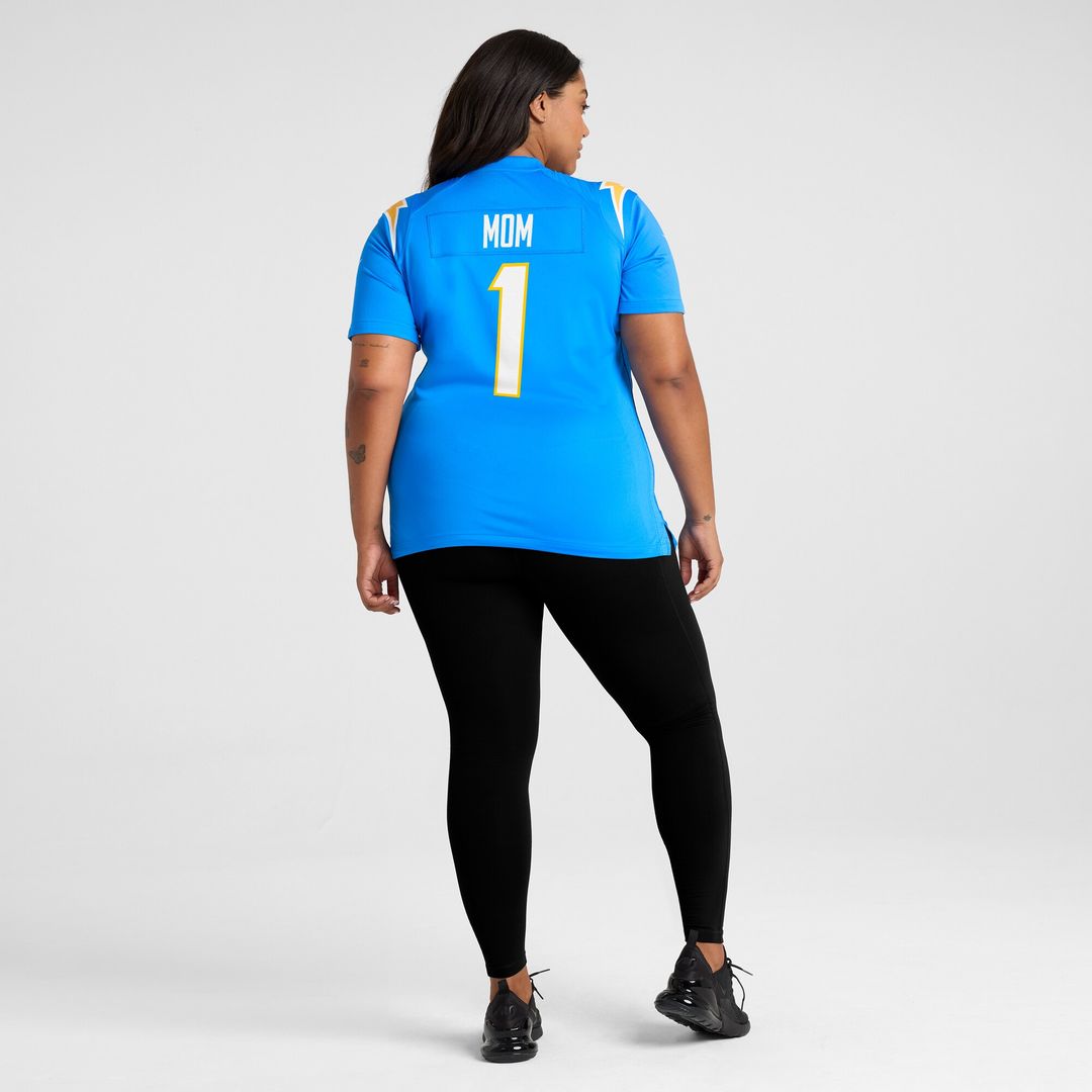 Number 1 Mom Los Angeles Chargers Nike Women's Game Official Jersey - Powder Blue