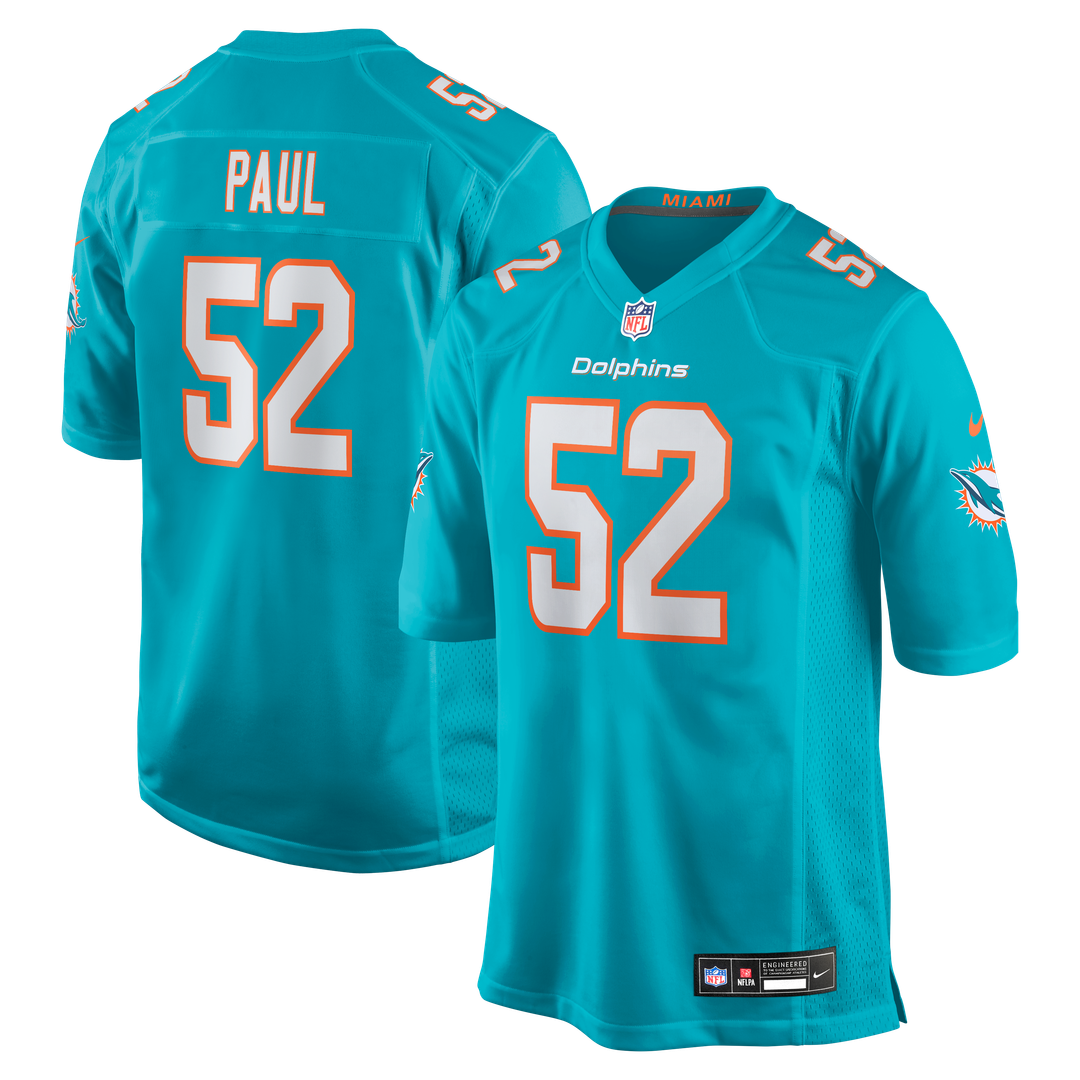 Patrick Paul Miami Dolphins Nike  Game Official Jersey -  Aqua