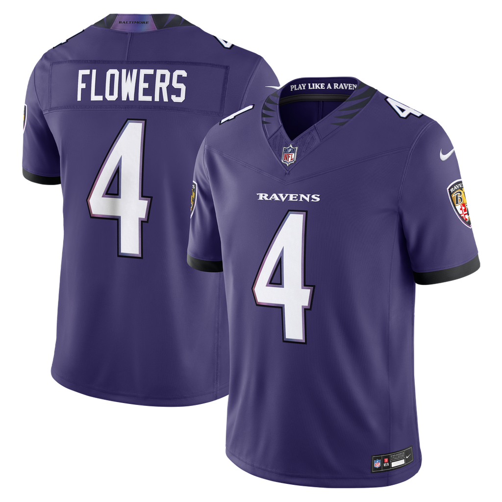 Zay Flowers Baltimore Ravens Nike Vapor F.U.S.E. Stitched Limited Official Jersey - Purple