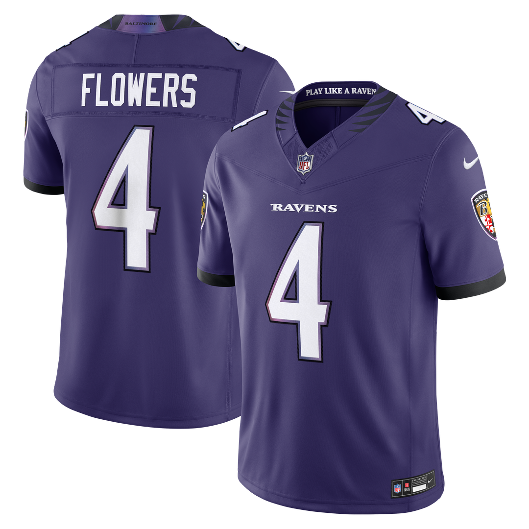 Zay Flowers Baltimore Ravens Nike Vapor F.U.S.E. Stitched Limited Official Jersey - Purple