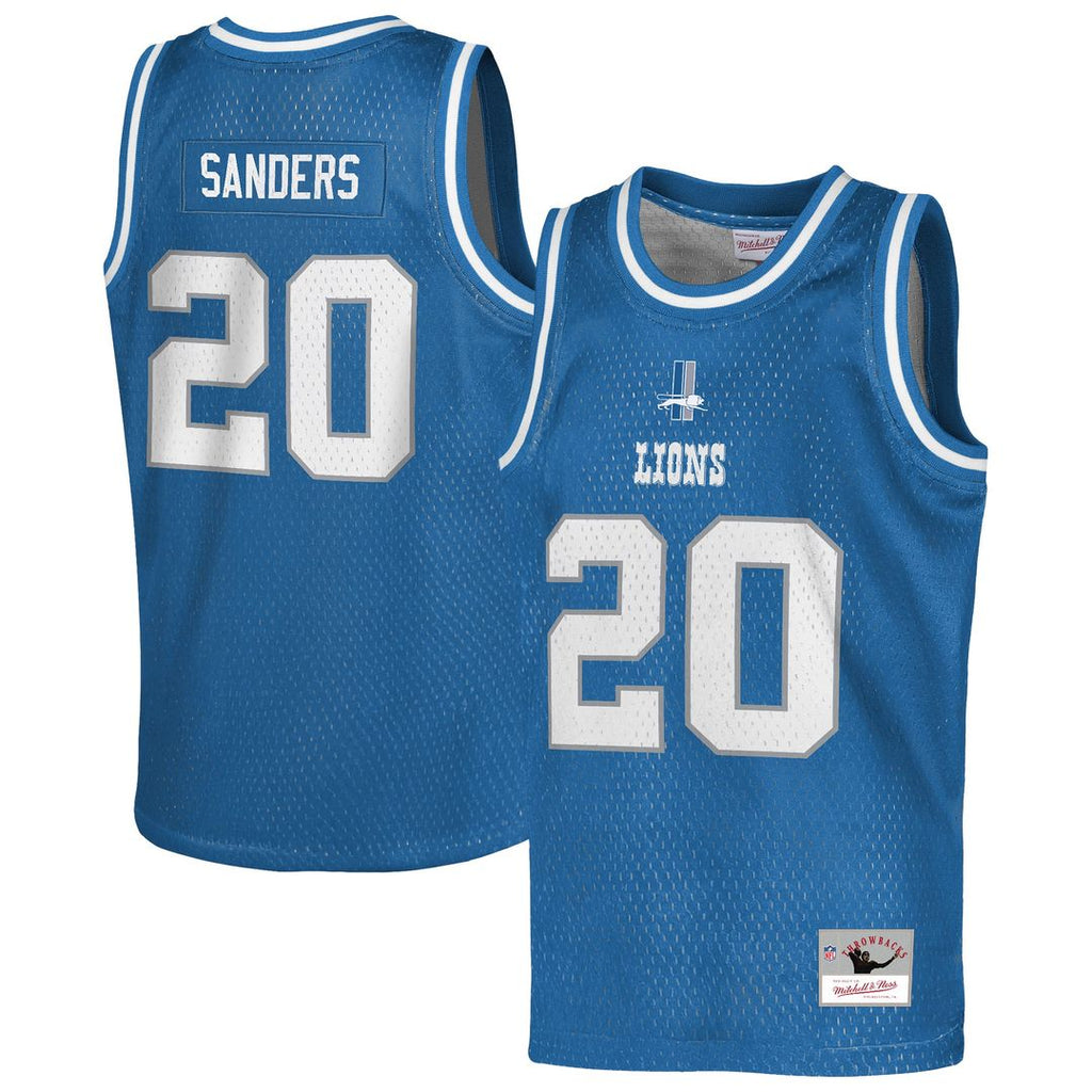 Barry Sanders Detroit Lions Mitchell & Ness Youth Retired Player NFL Basketball Fashion Official Jersey - Blue