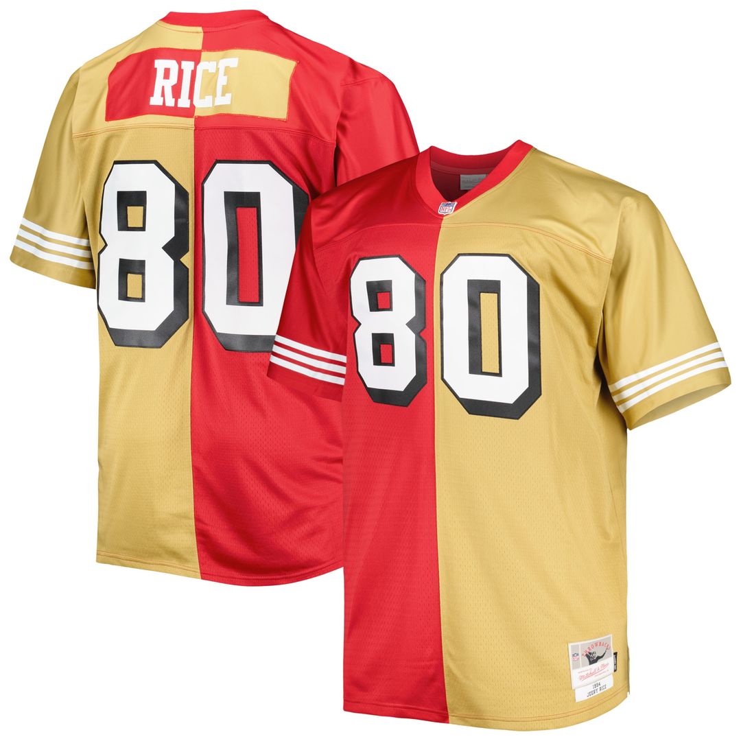 Jerry Rice San Francisco 49ers Mitchell & Ness Big & Tall Split Legacy Retired Player Replica Official Jersey - Scarlet/Gold