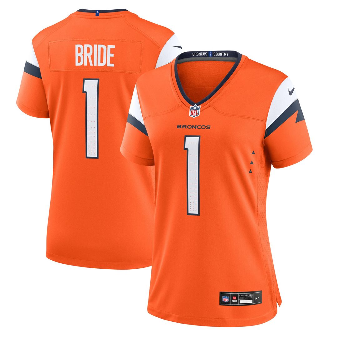 Number 1 Bride Denver Broncos Nike Women's Game Official Jersey - Orange