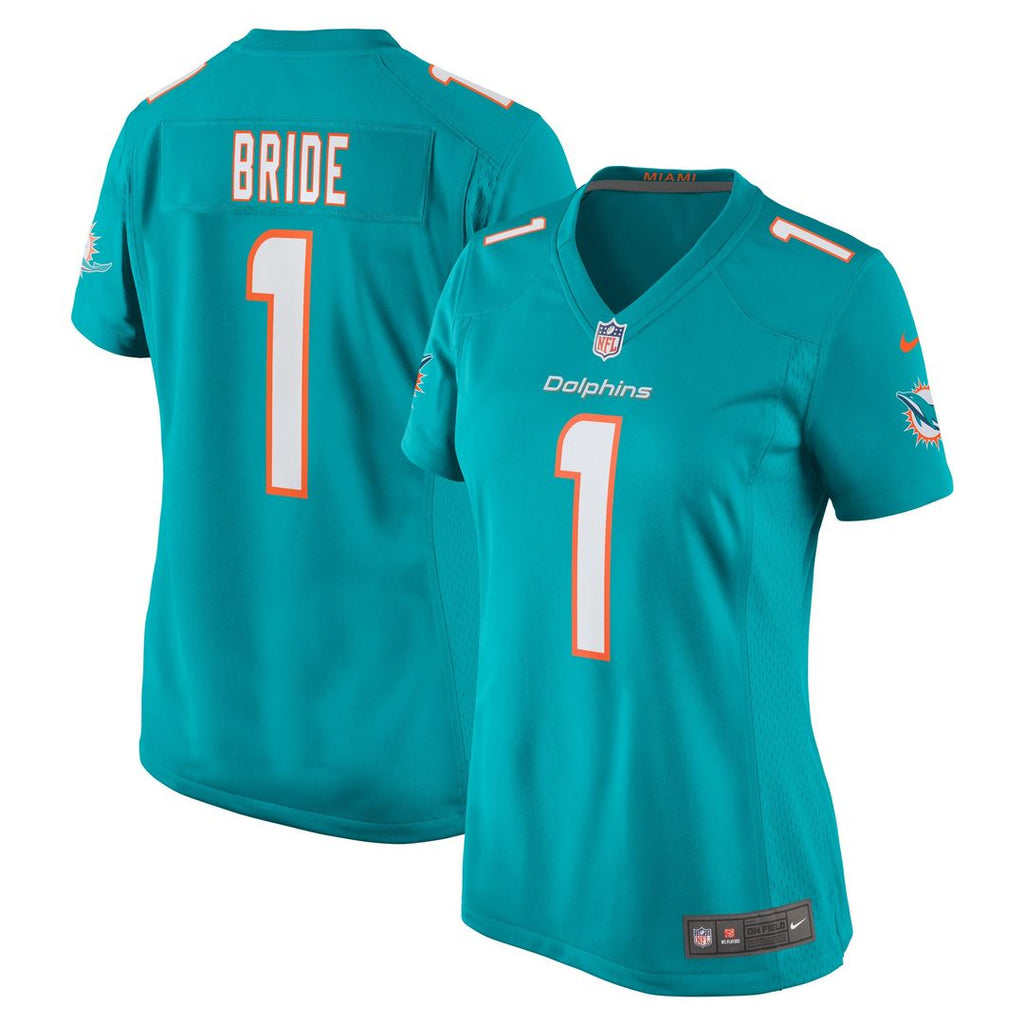 Number 1 Bride Miami Dolphins Nike Women's Game Official Jersey - Aqua