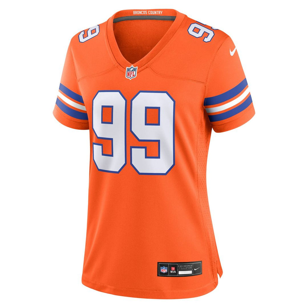 Zach Allen Denver Broncos Nike Women's Mile High Collection 1977 Throwback Player Game Official Jersey - Orange