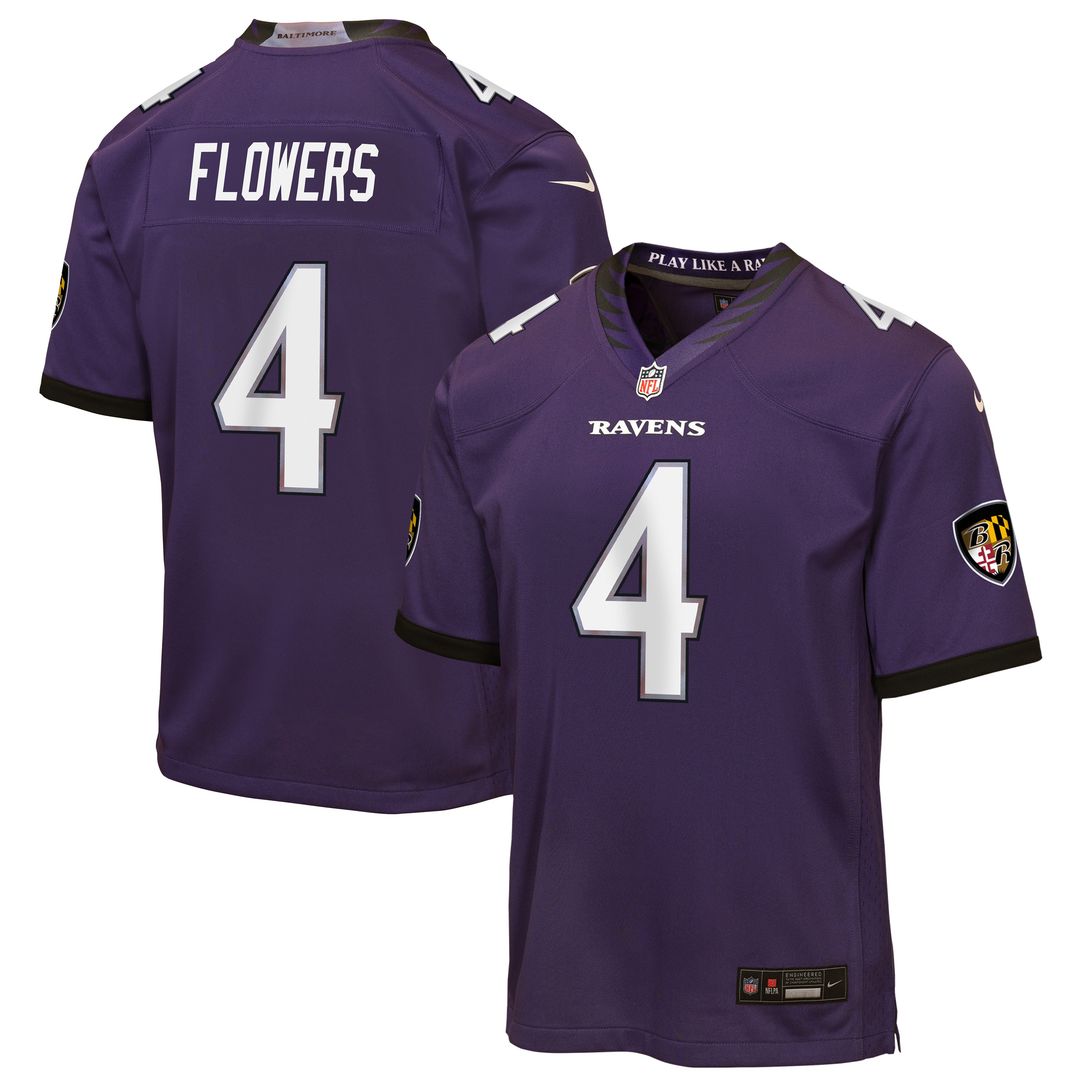 Zay Flowers Baltimore Ravens Nike Youth Alternate Game Official Jersey - Black