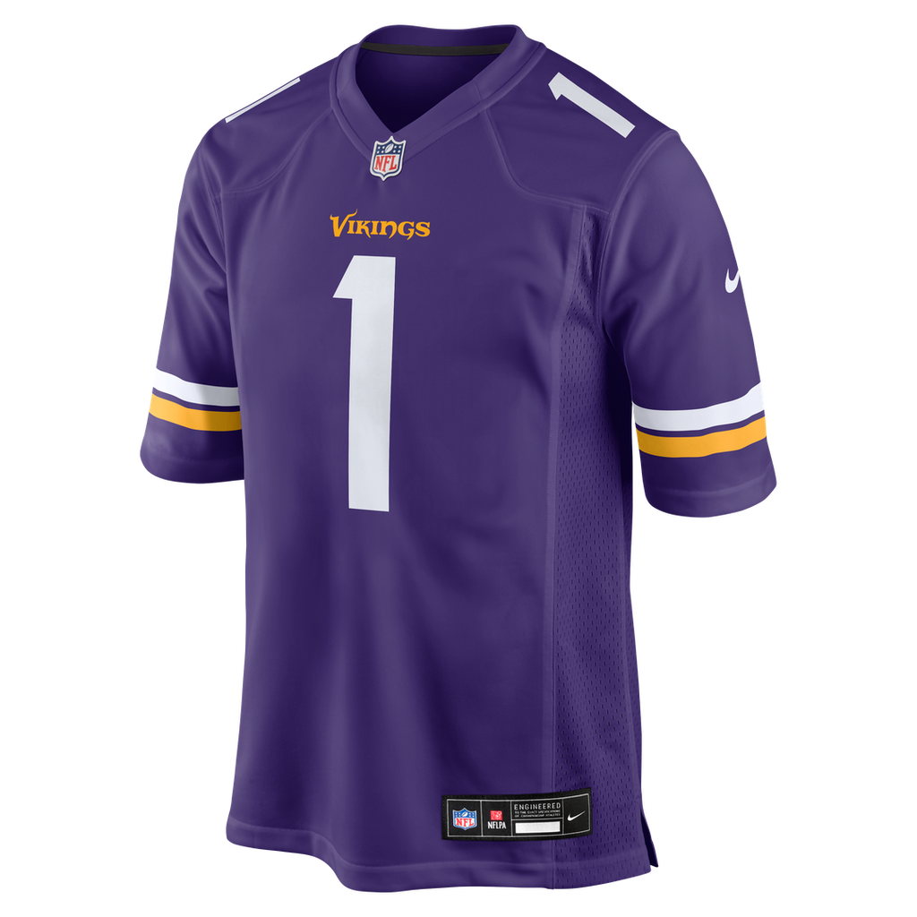 Number 1 Groom Minnesota Vikings Nike Game Official Jersey - Purple