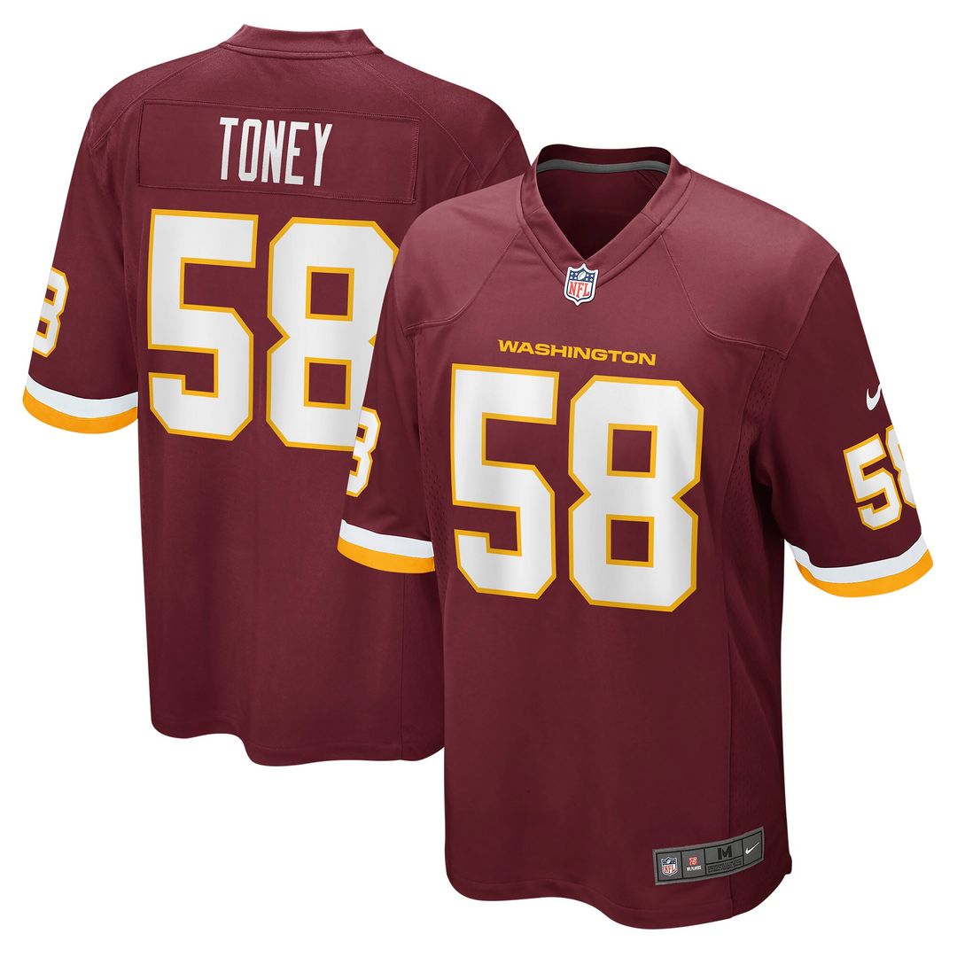 Shaka Toney Washington Football Team Nike Game Official Jersey - Burgundy