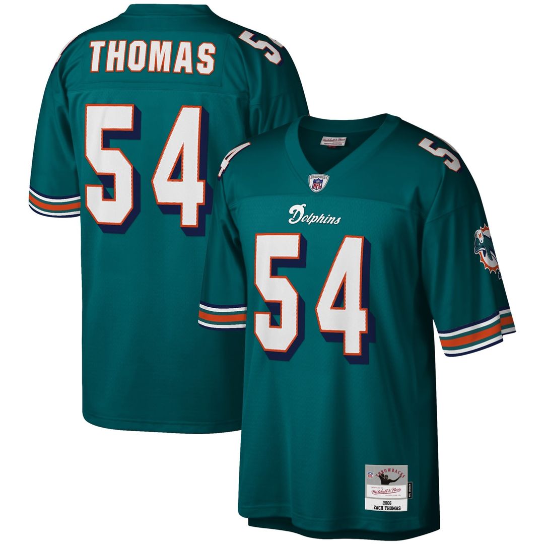 Zach Thomas Miami Dolphins Mitchell & Ness Legacy Replica Official Jersey - Aqua