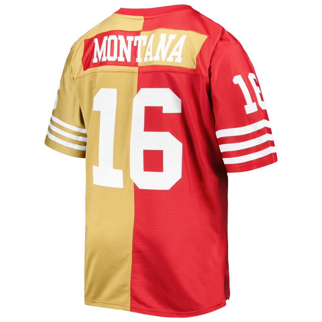 Joe Montana San Francisco 49ers Mitchell & Ness Big & Tall Split Legacy Retired Player Replica Official Jersey - Scarlet/Gold