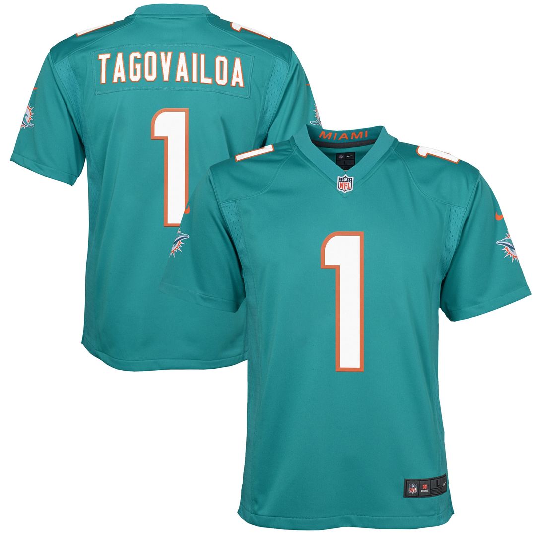 Tua Tagovailoa Miami Dolphins Nike Youth Game Official Jersey - Aqua