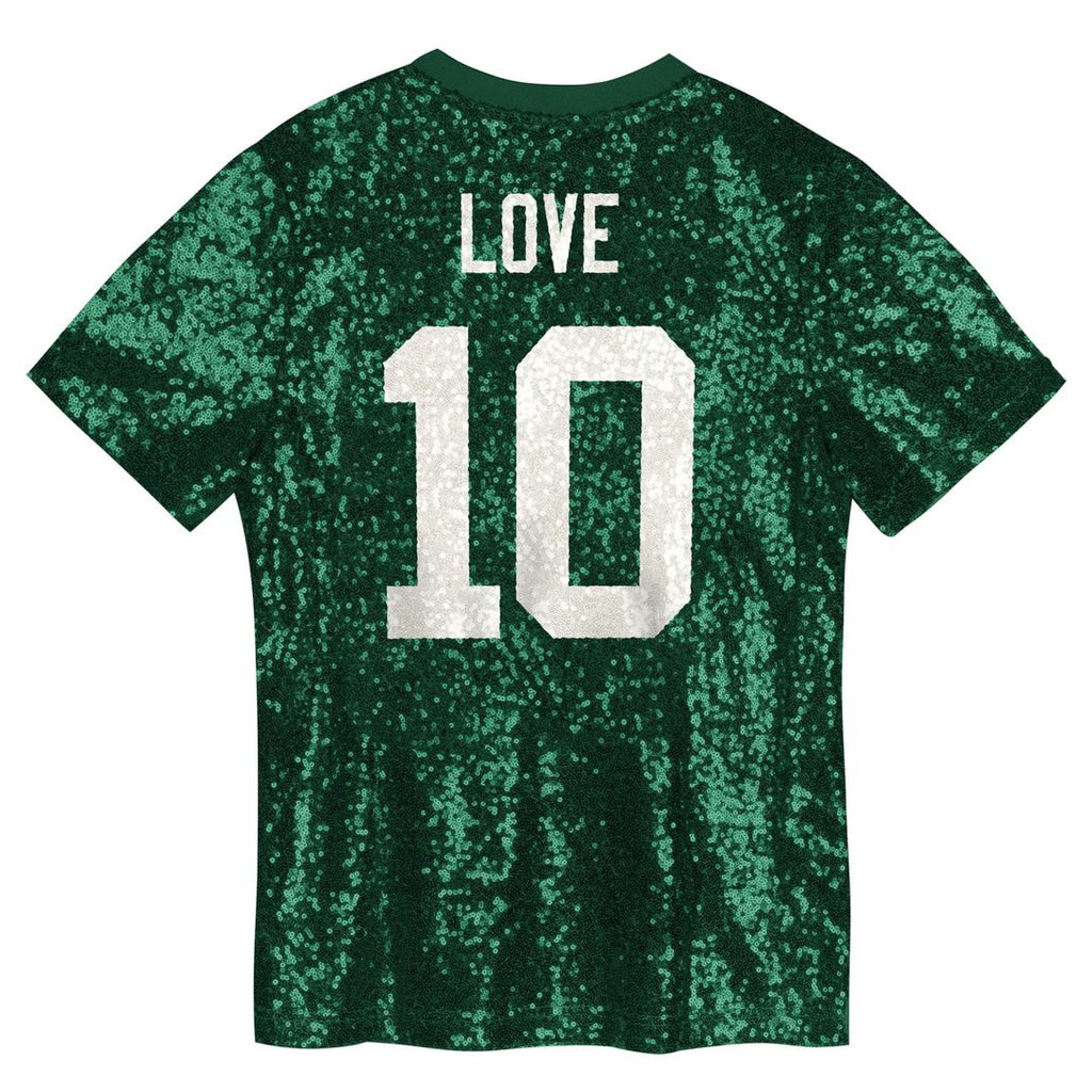 Jordan Love Green Bay Packers Girls Youth Sequin V-Neck Fashion Official Jersey - Green