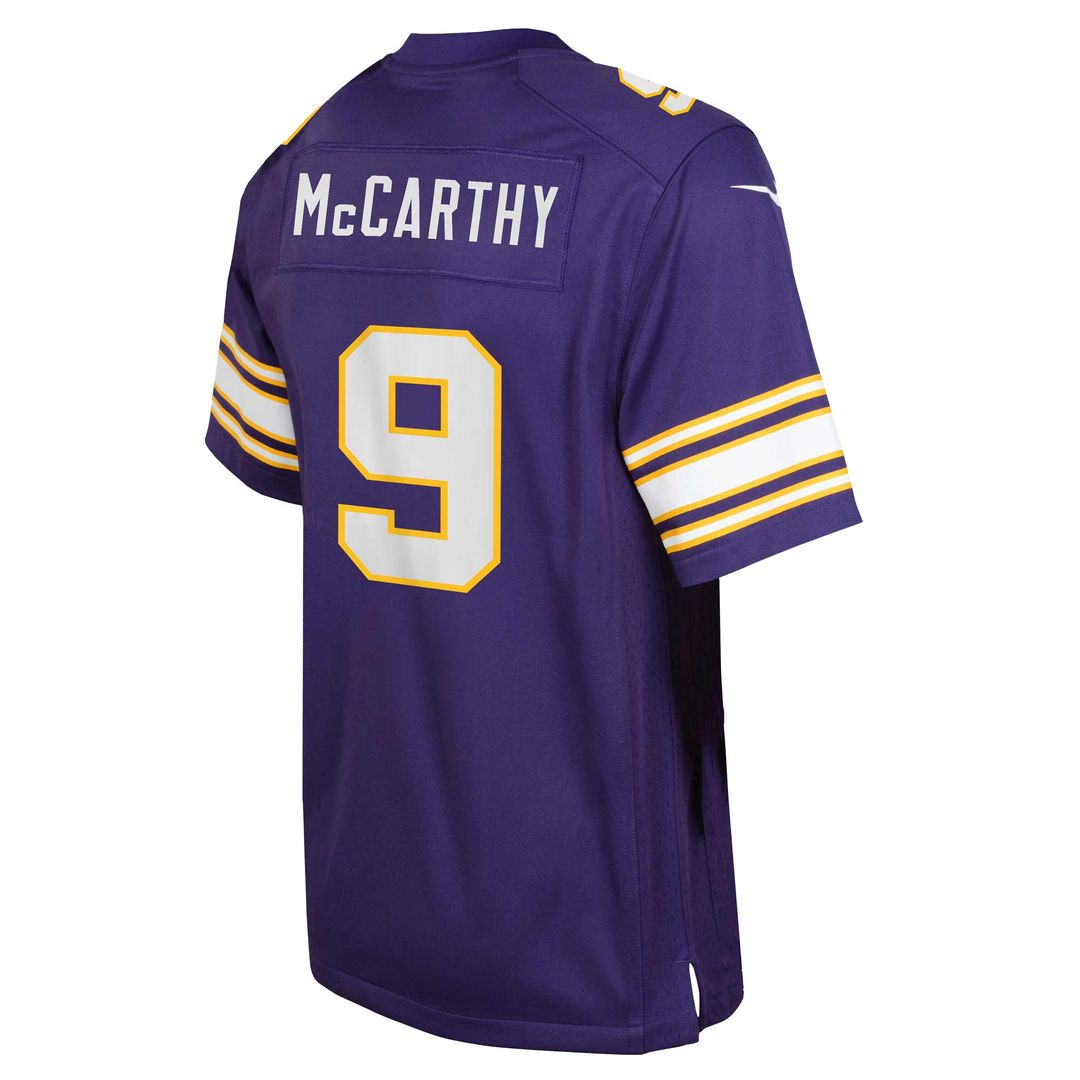 J.J. McCarthy Minnesota Vikings Nike Youth Game Official Jersey - Purple