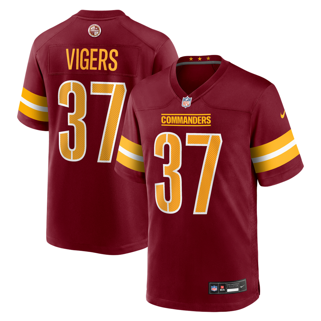 Car'lin Vigers Washington Commanders Nike Team Game Official Jersey -  Burgundy