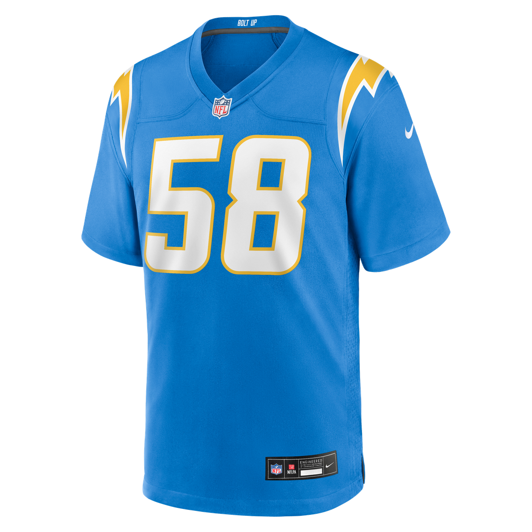 Marlowe Wax Los Angeles Chargers Nike Team Game Jersey - Powder Blue