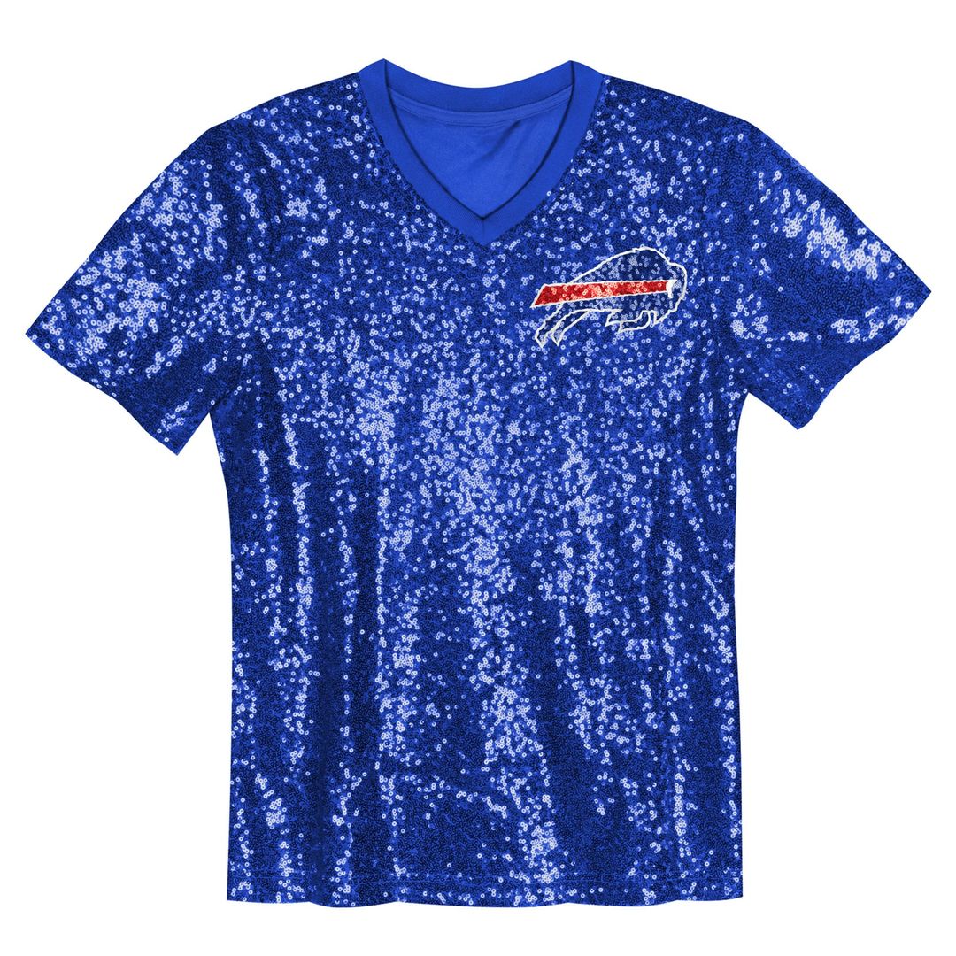 Josh Allen Buffalo Bills Girls Youth Sequin V-Neck Fashion Official Jersey - Royal