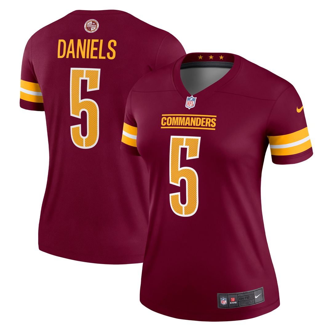Jayden Daniels Washington Commanders Nike Women's Legend Player Performance Top - Burgundy
