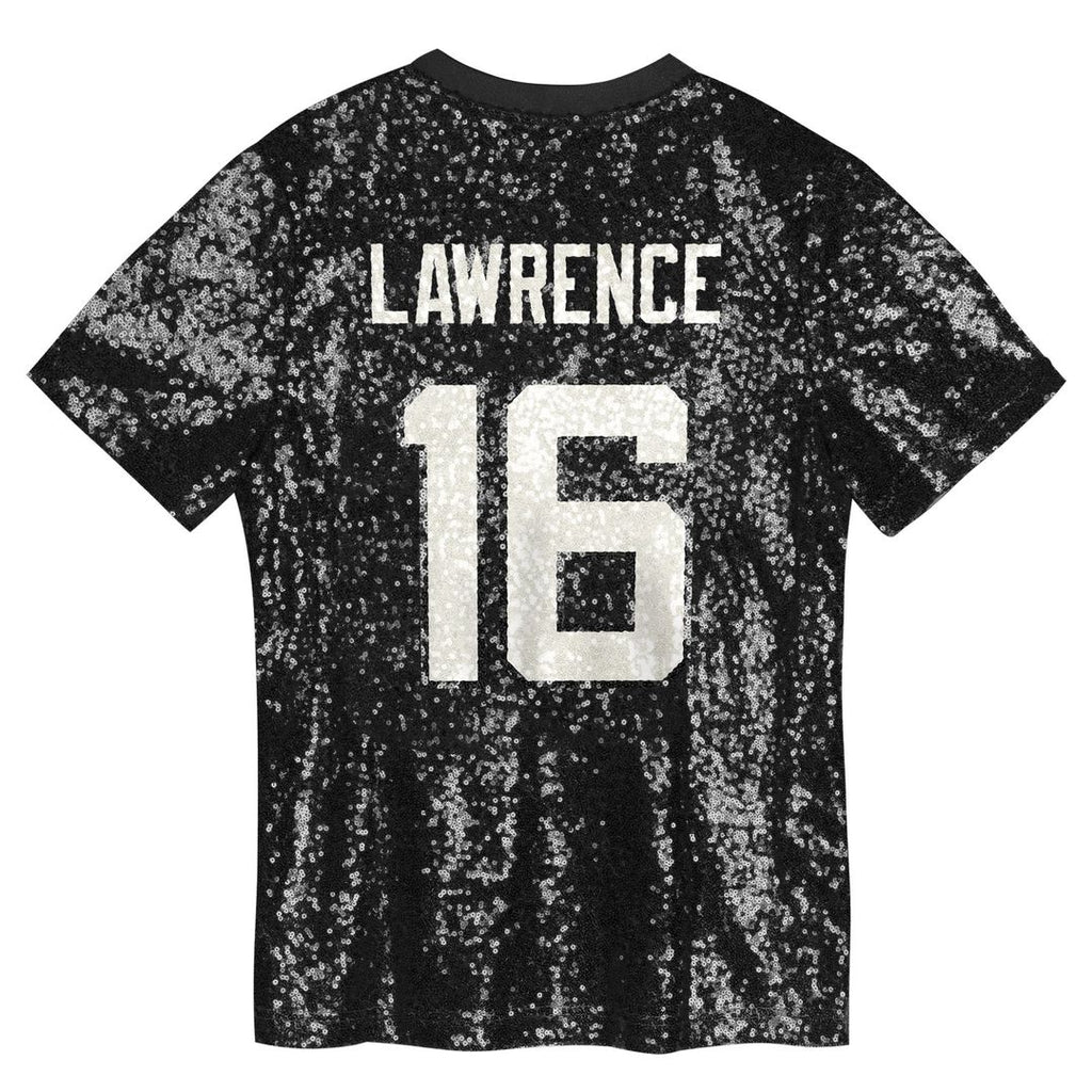 Trevor Lawrence Jacksonville Jaguars Girls Youth Sequin V-Neck Fashion Official Jersey - Black