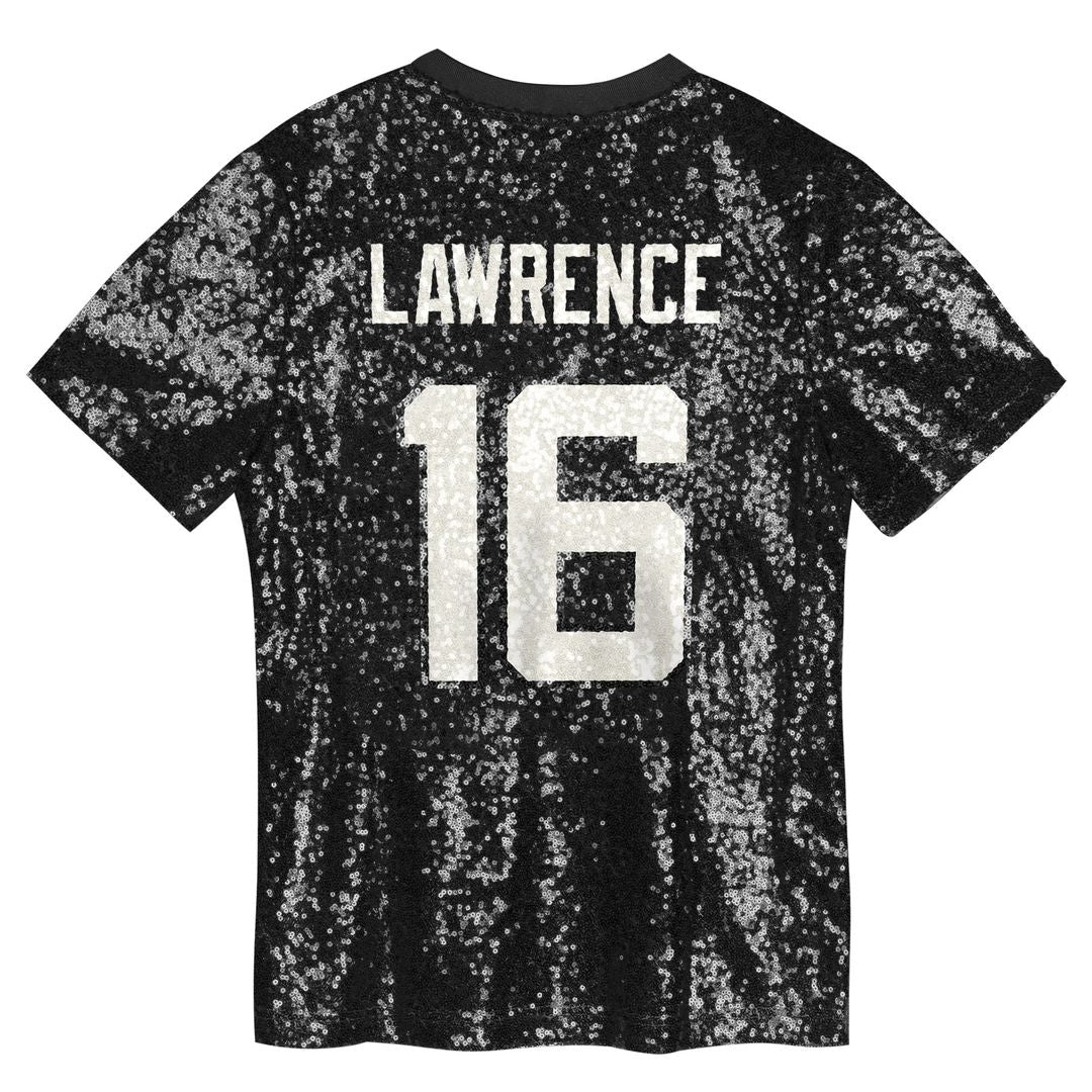 Trevor Lawrence Jacksonville Jaguars Girls Youth Sequin V-Neck Fashion Official Jersey - Black