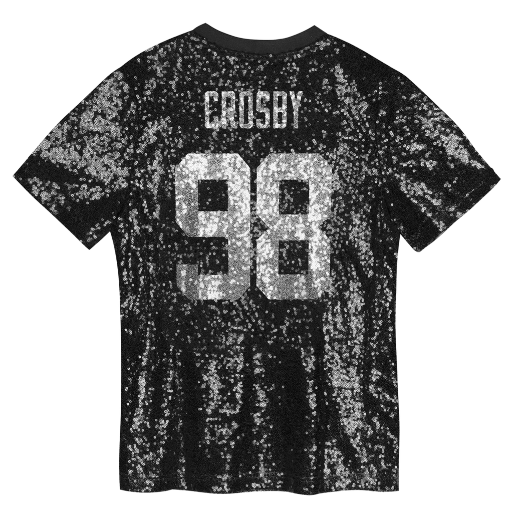 Maxx Crosby Las Vegas Raiders Girls Youth Sequin V-Neck Fashion Official Jersey - Black