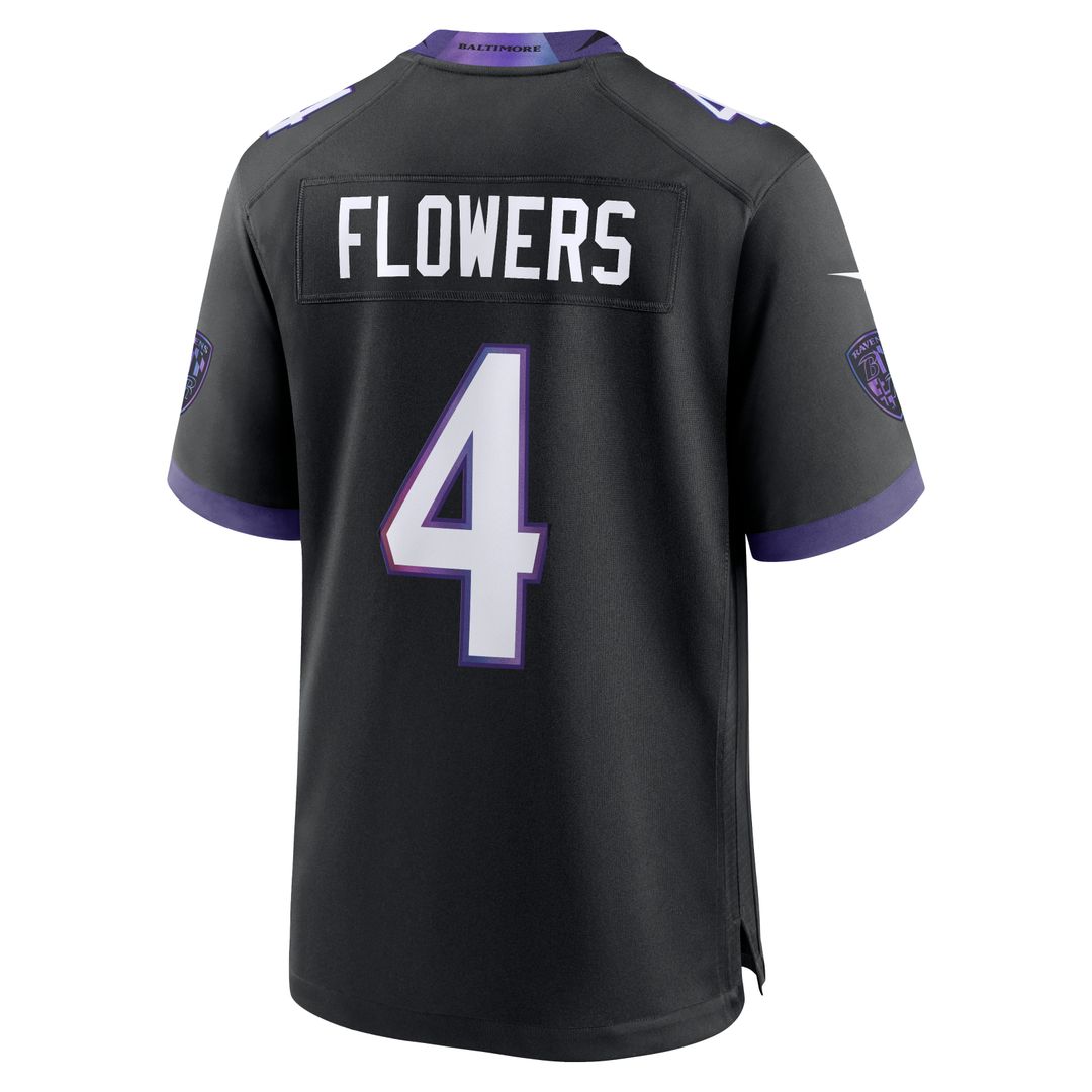 Zay Flowers Baltimore Ravens Nike Alternate Game Official Jersey - Black