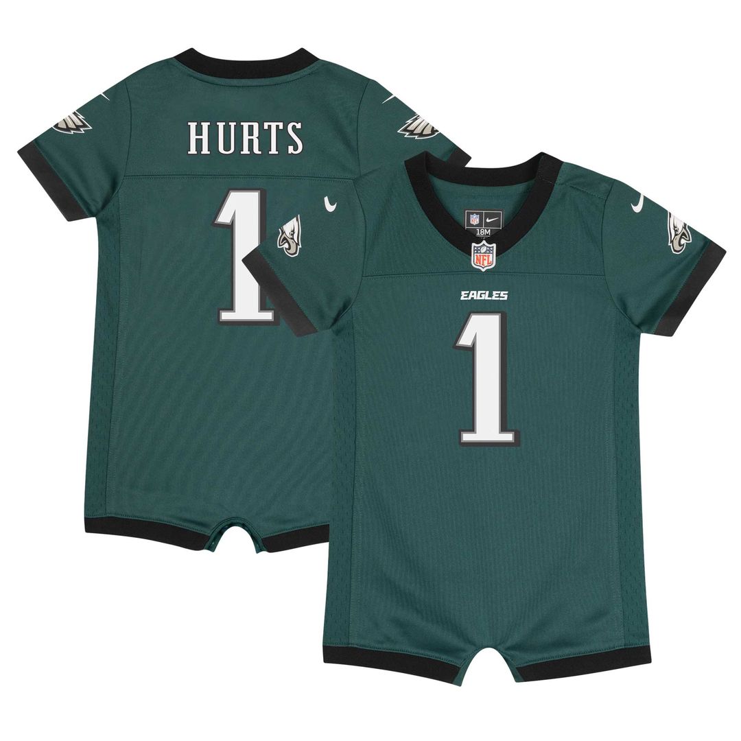 Jalen Hurts Philadelphia Eagles Nike Newborn & Infant Game Romper Official Jersey - Midnight Green