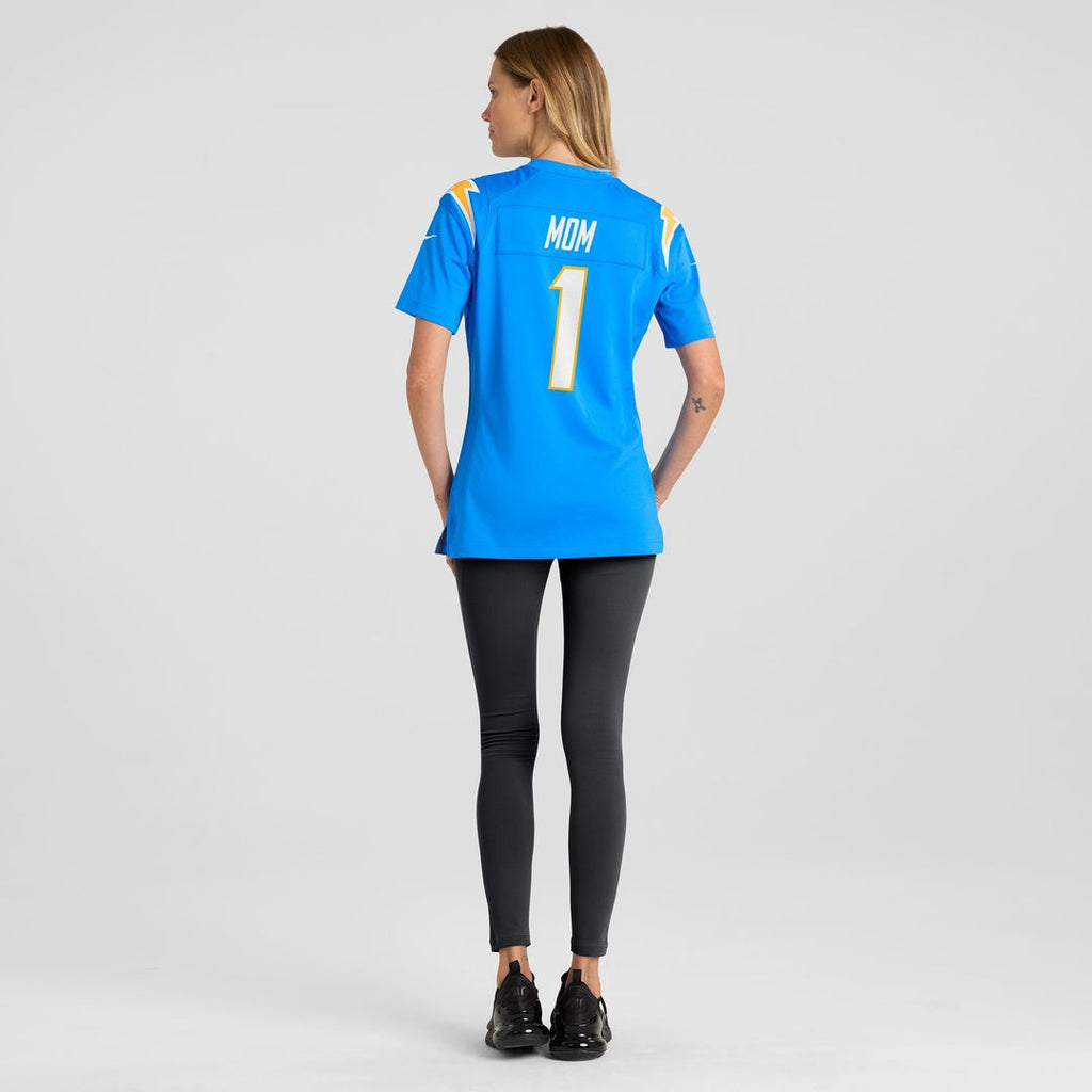 Number 1 Mom Los Angeles Chargers Nike Women's Game Official Jersey - Powder Blue