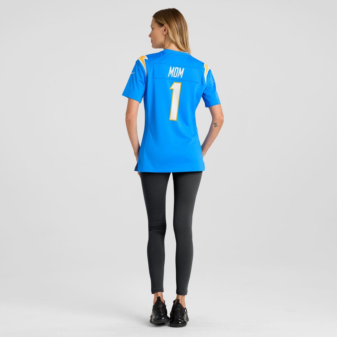 Number 1 Mom Los Angeles Chargers Nike Women's Game Official Jersey - Powder Blue