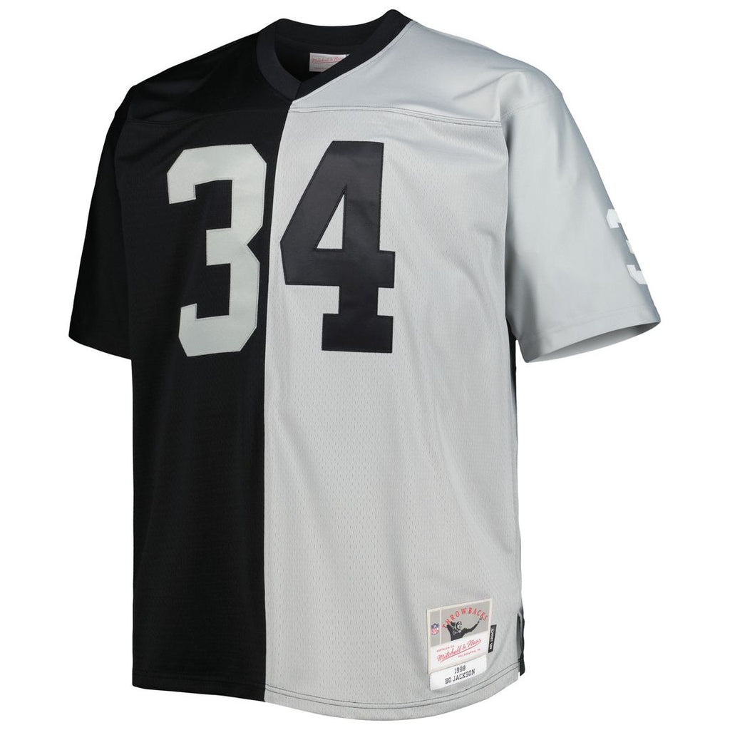 Bo Jackson Las Vegas Raiders Mitchell & Ness Big & Tall Split Legacy Retired Player Replica Official Jersey - Black/Silver