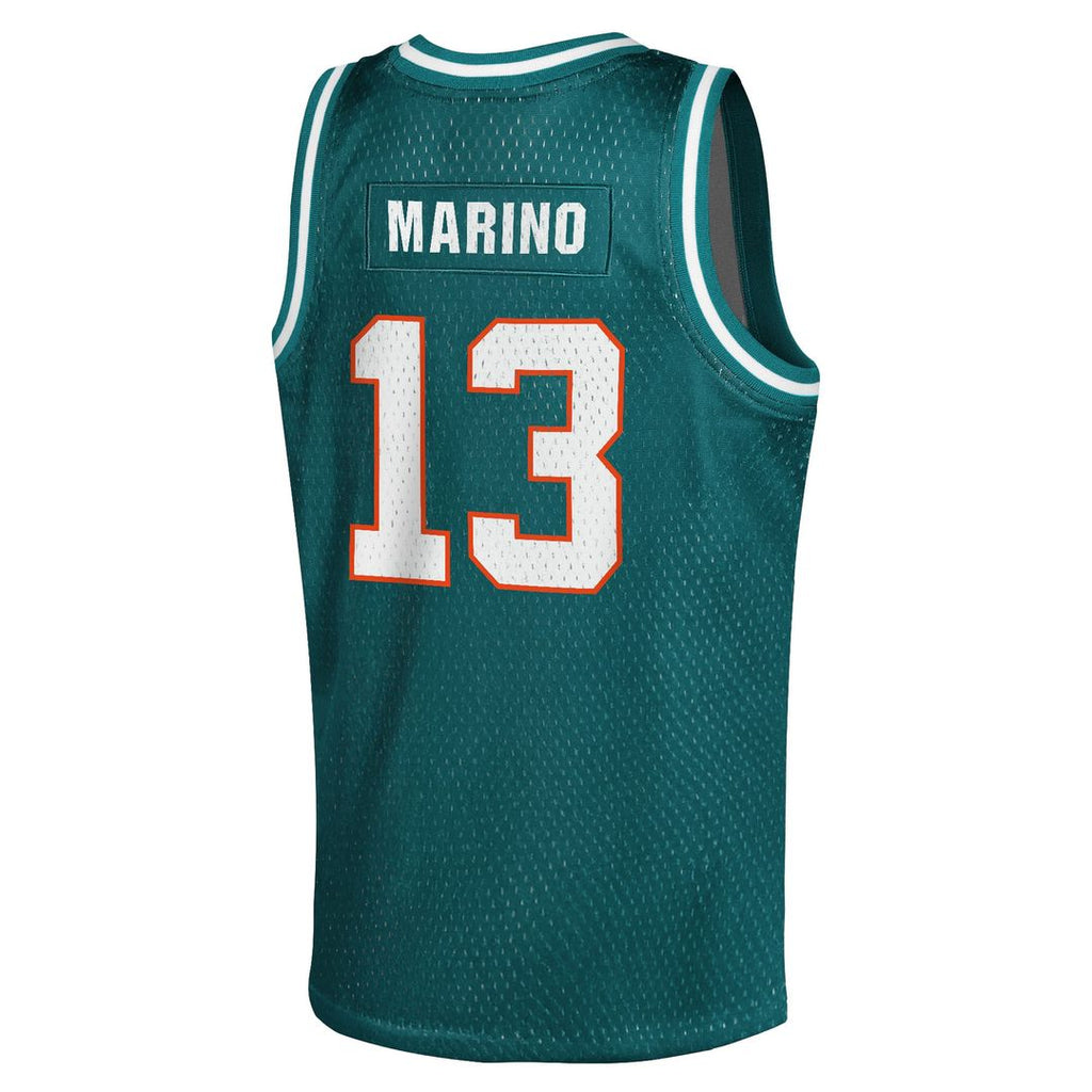 Dan Marino Miami Dolphins Mitchell & Ness Youth Retired Player NFL Basketball Fashion Official Jersey - Aqua