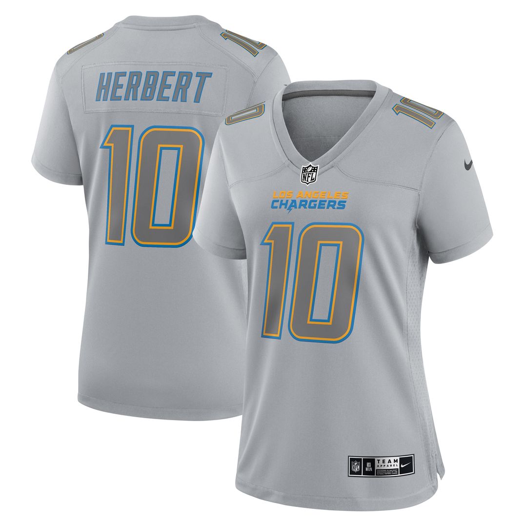 Justin Herbert Los Angeles Chargers Nike Women's Atmosphere Fashion Game Official Jersey - Gray