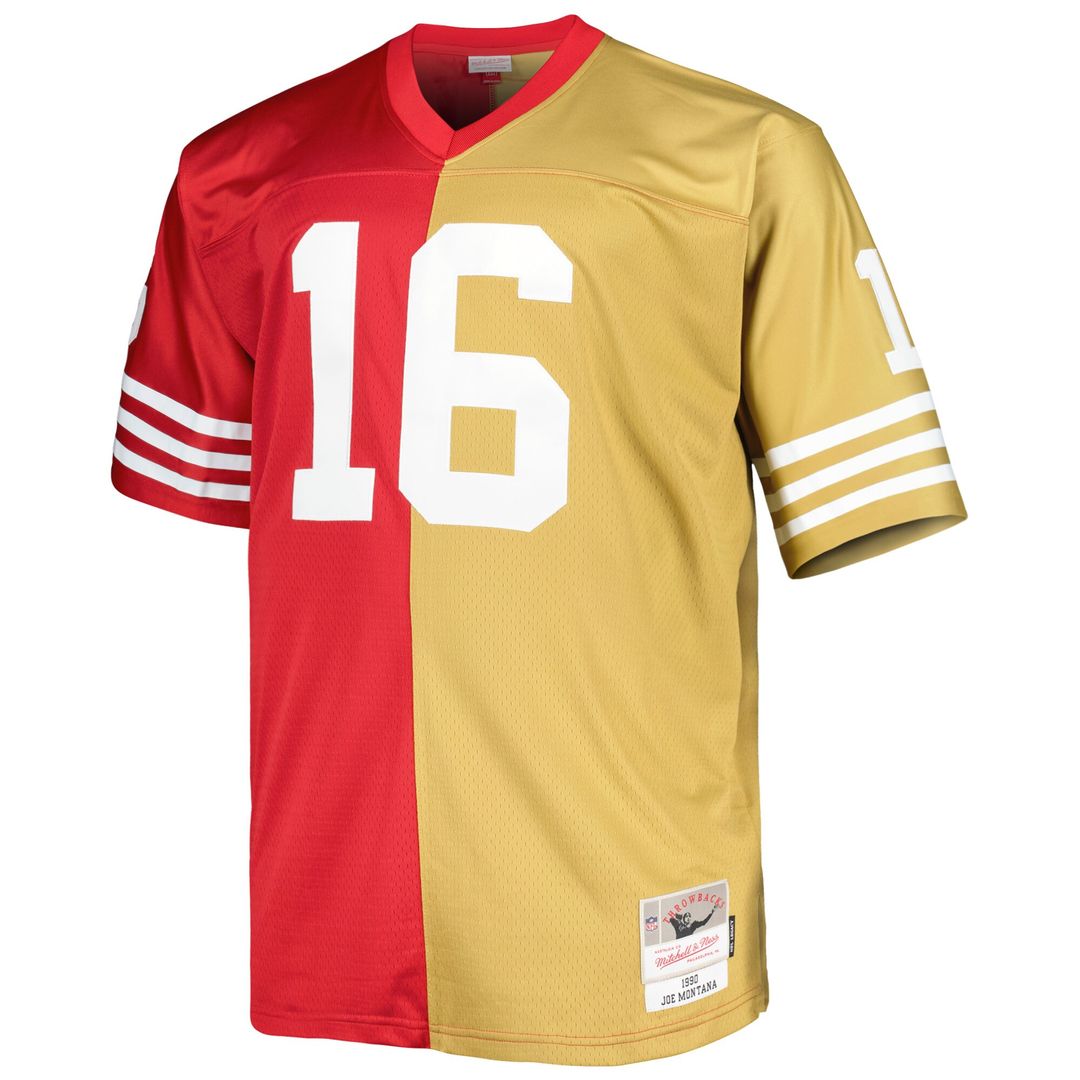 Joe Montana San Francisco 49ers Mitchell & Ness Big & Tall Split Legacy Retired Player Replica Official Jersey - Scarlet/Gold