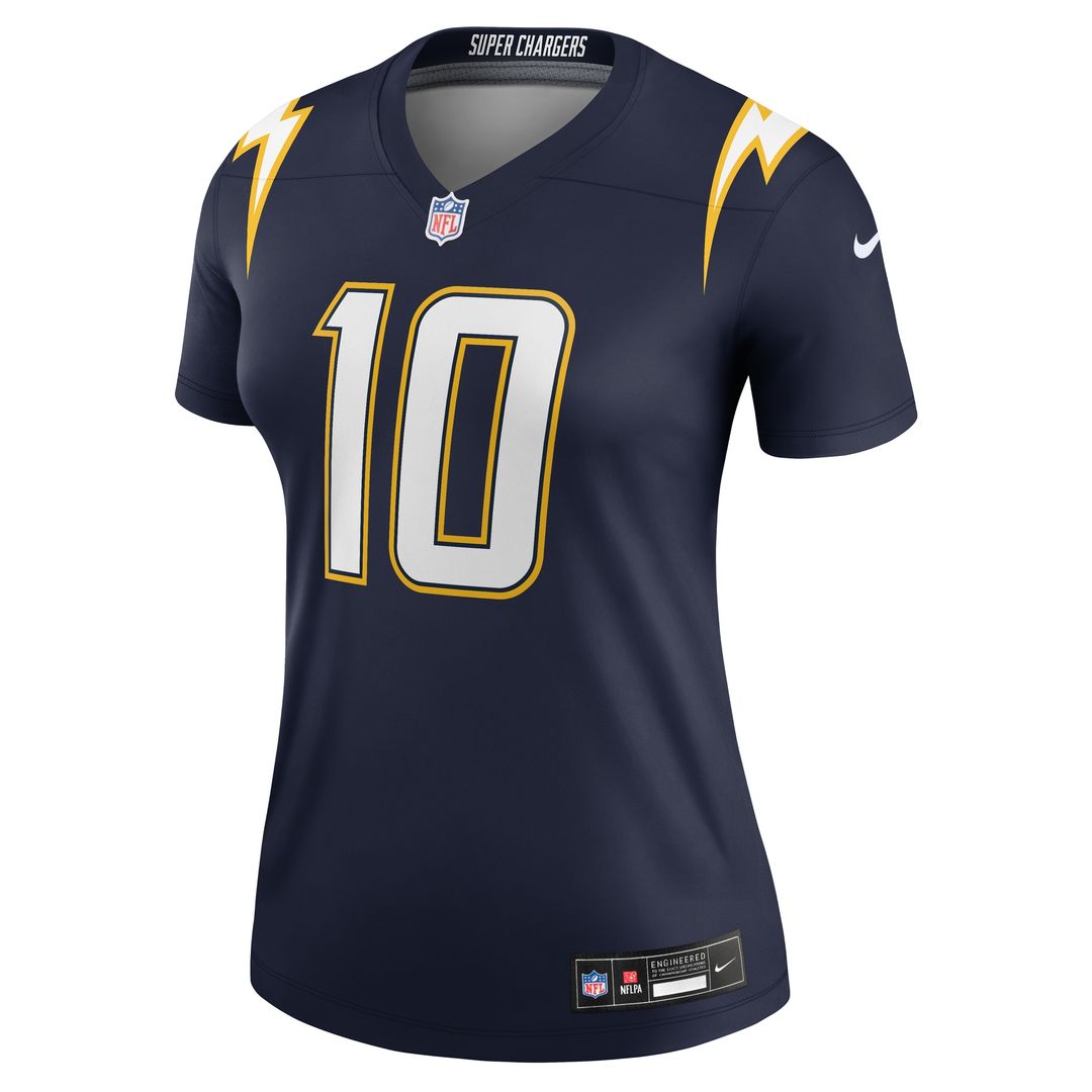 Justin Herbert Los Angeles Chargers Nike Women's Alternate Super Chargers Legend Player Performance Top - Navy