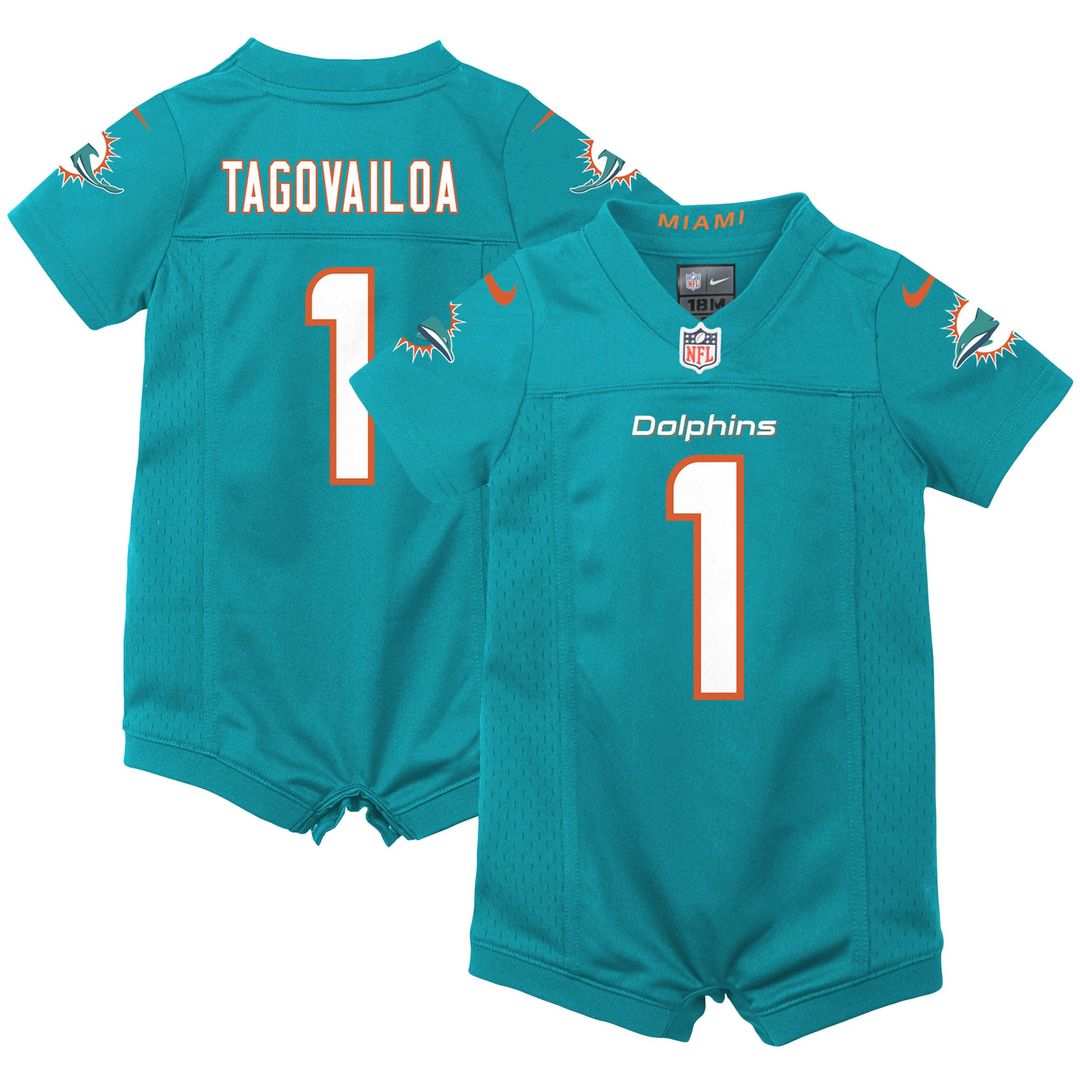 Tua Tagovailoa Miami Dolphins Nike Newborn & Infant Game Romper Official Jersey - Aqua