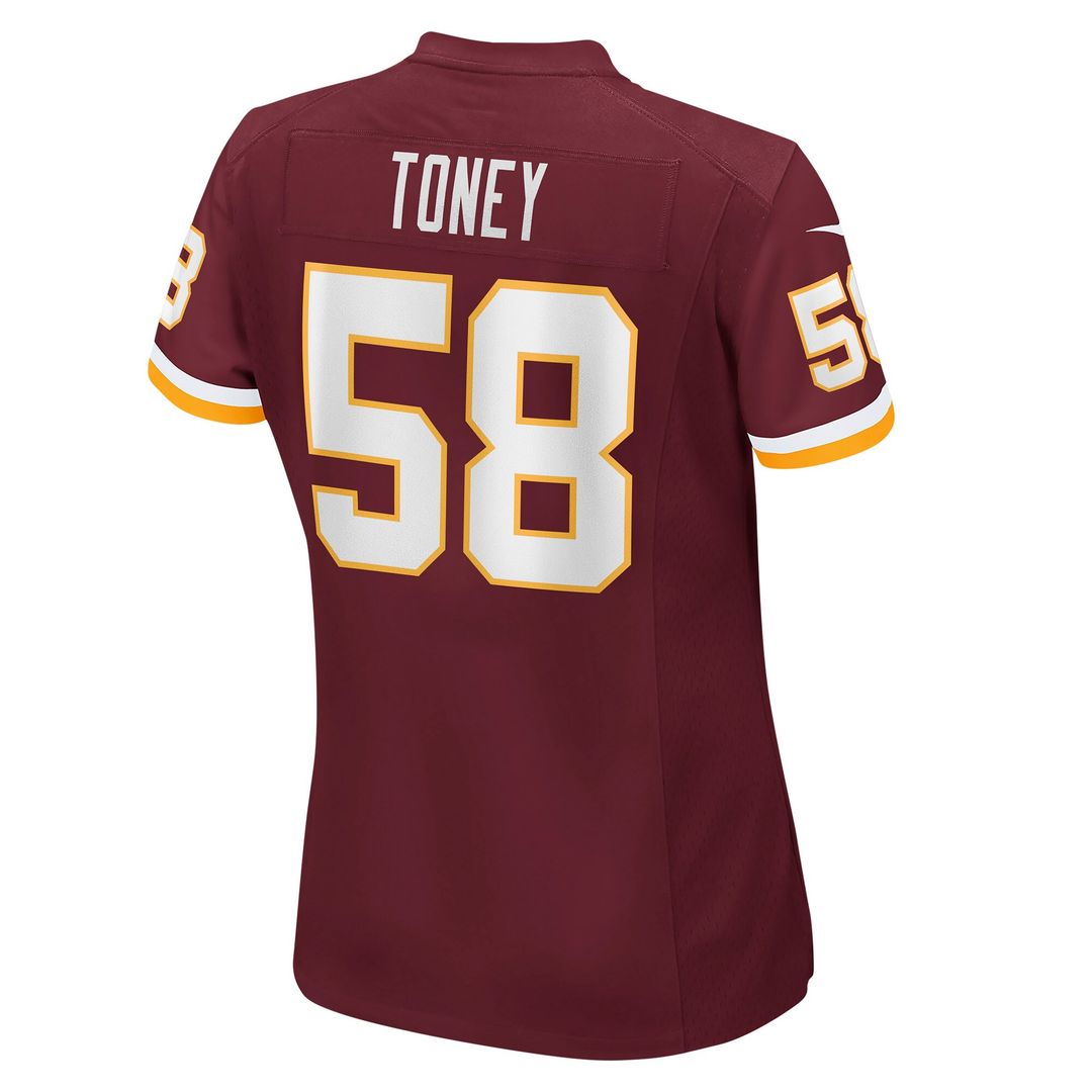 Shaka Toney Washington Football Team Nike Women's Game Official Jersey - Burgundy