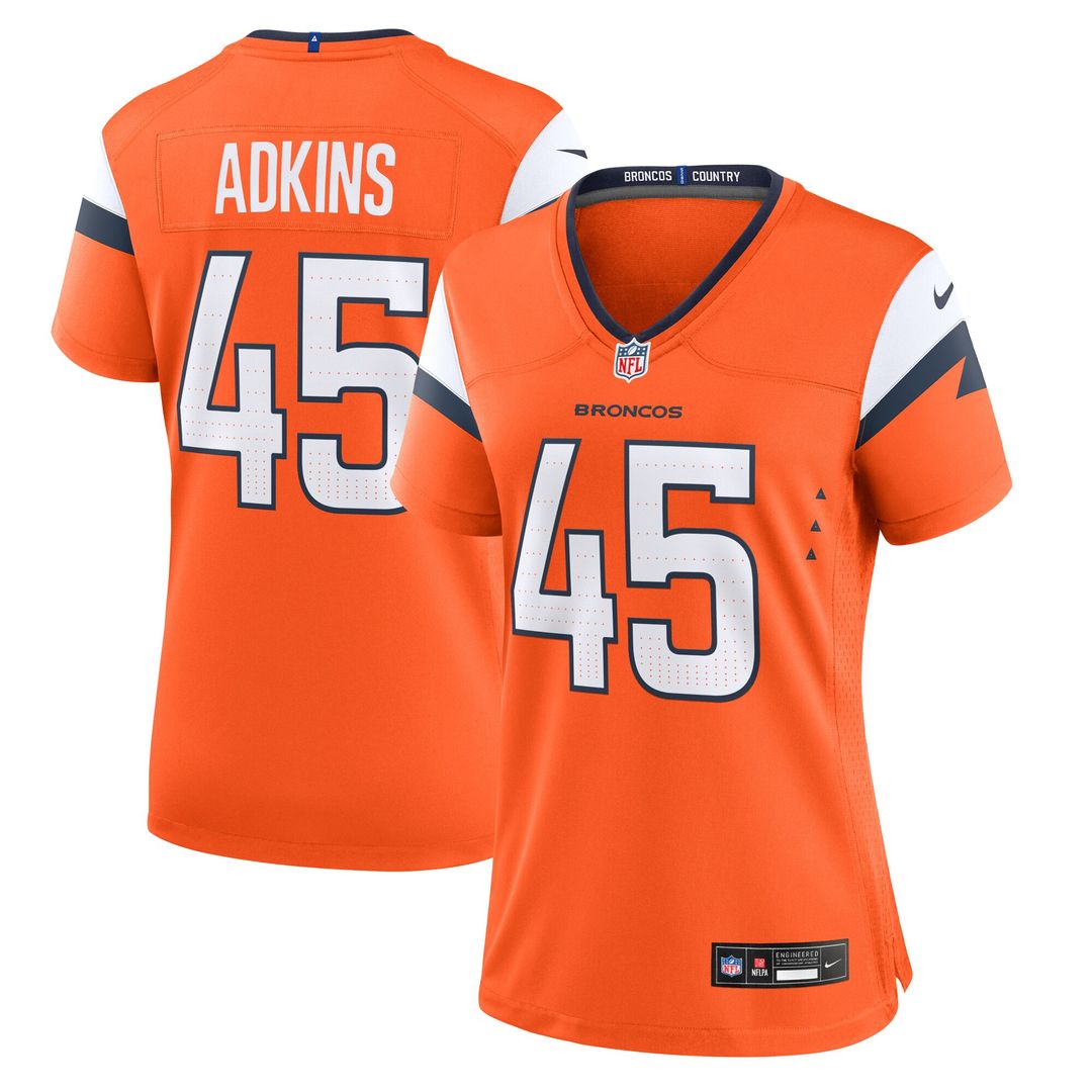Nate Adkins Denver Broncos Nike Women's Team Game Jersey - Orange