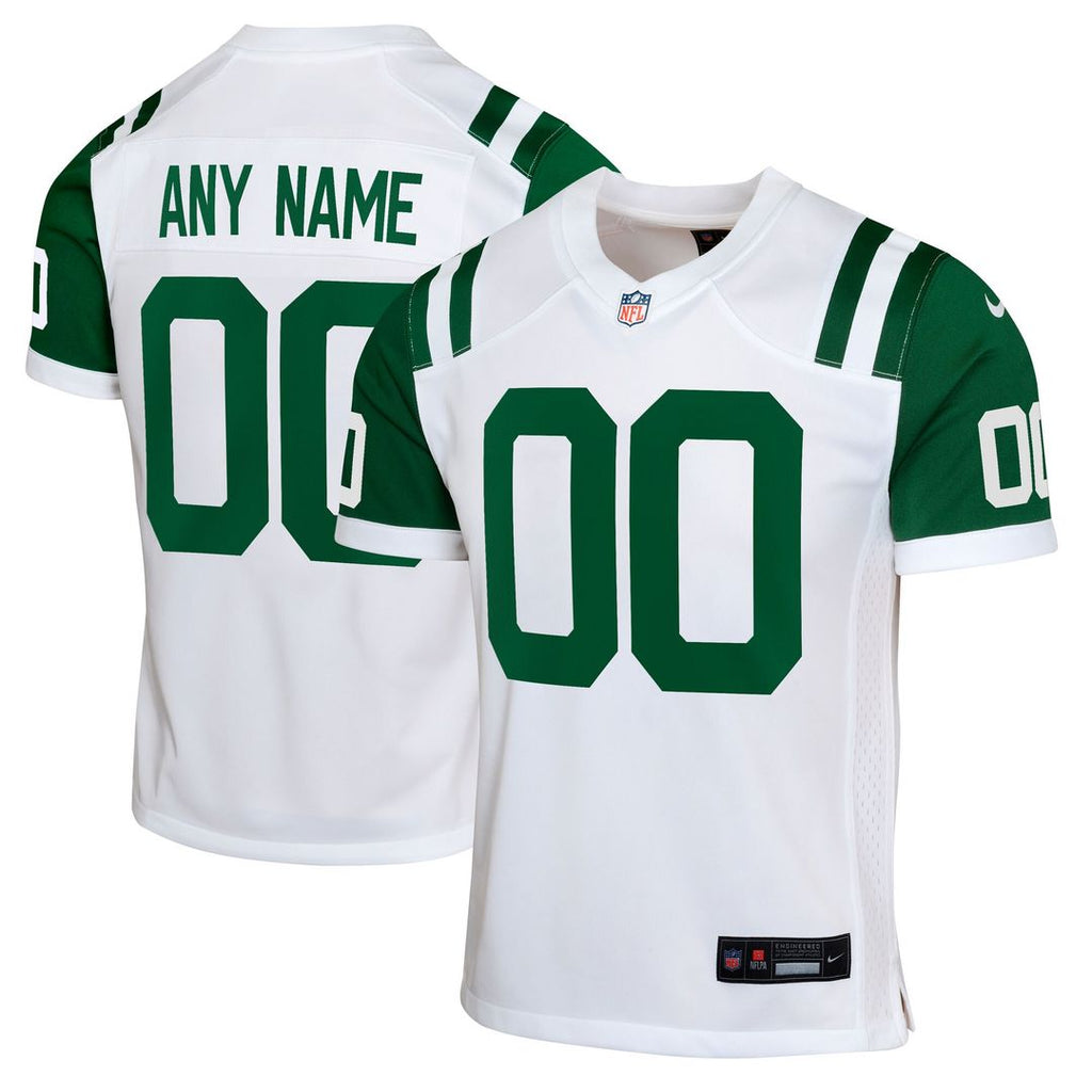 New York Jets Nike Youth Classic Alternate Custom Replica Official Jersey - White