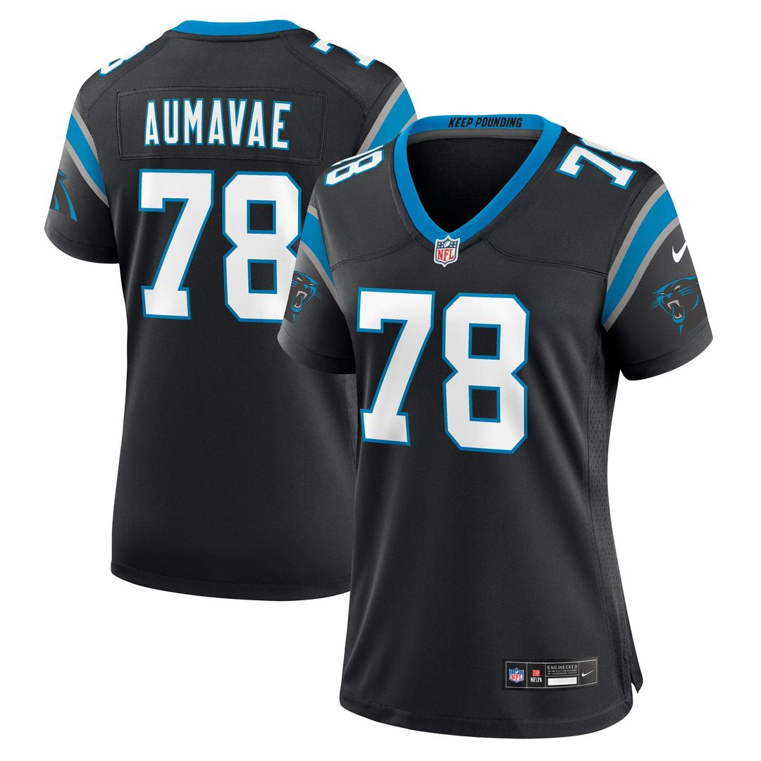 Popo Aumavae Carolina Panthers Nike Women's Team Game Official Jersey -  Black