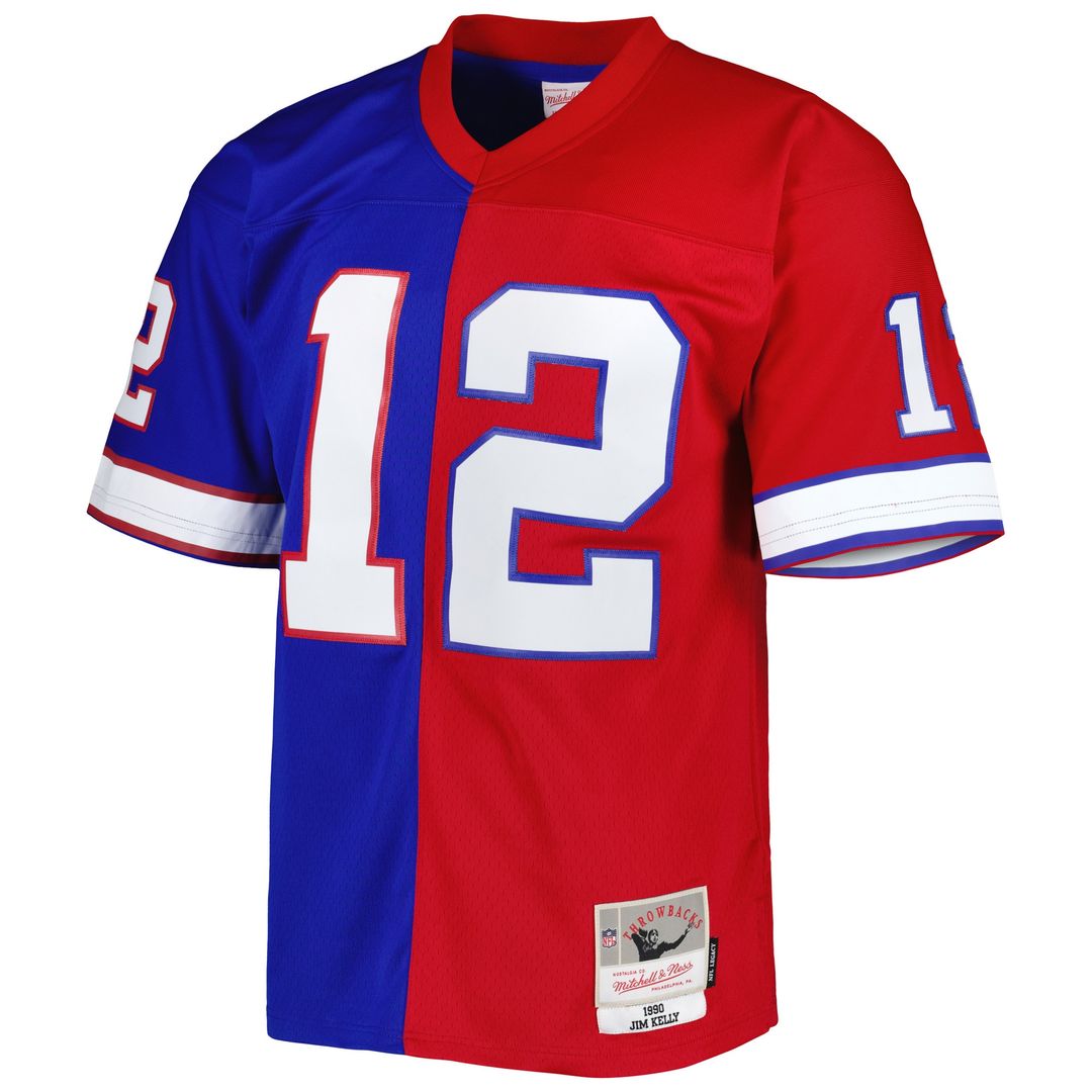Jim Kelly Buffalo Bills Mitchell & Ness 1990 Split Legacy Replica Official Jersey - Royal/Red