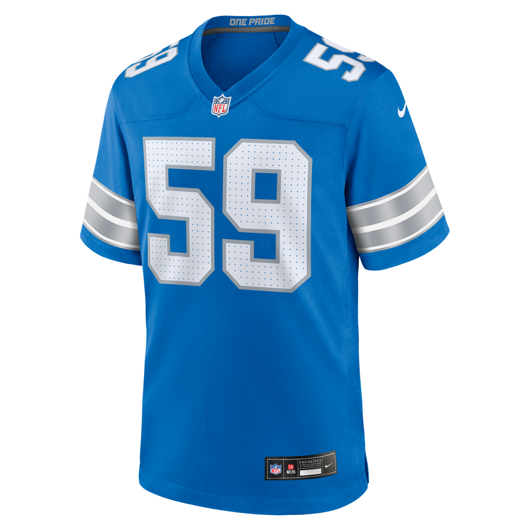 Giovanni Manu Detroit Lions Nike Team Game Official Jersey -  Blue