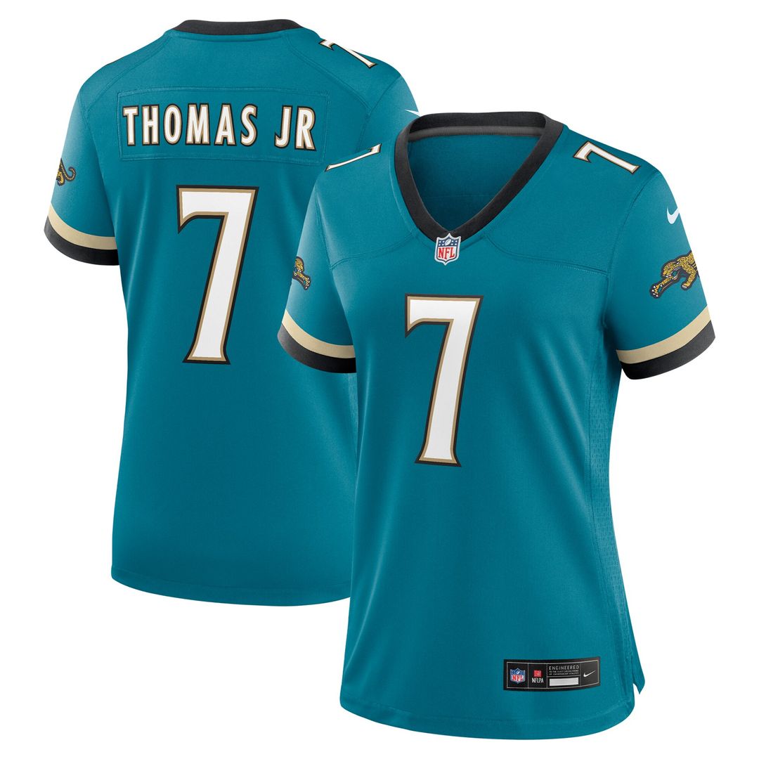 Brian Thomas Jr. Jacksonville Jaguars Nike Women's Prowler Throwback Game Official Jersey - Teal