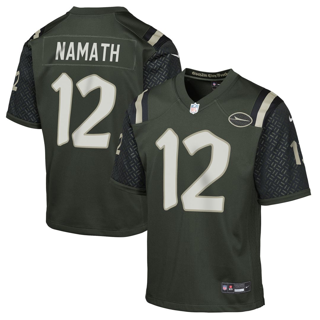 Joe Namath New York Jets Nike Youth 2025 Rivalries Collection Retired Player Game Official Jersey - Gotham Green