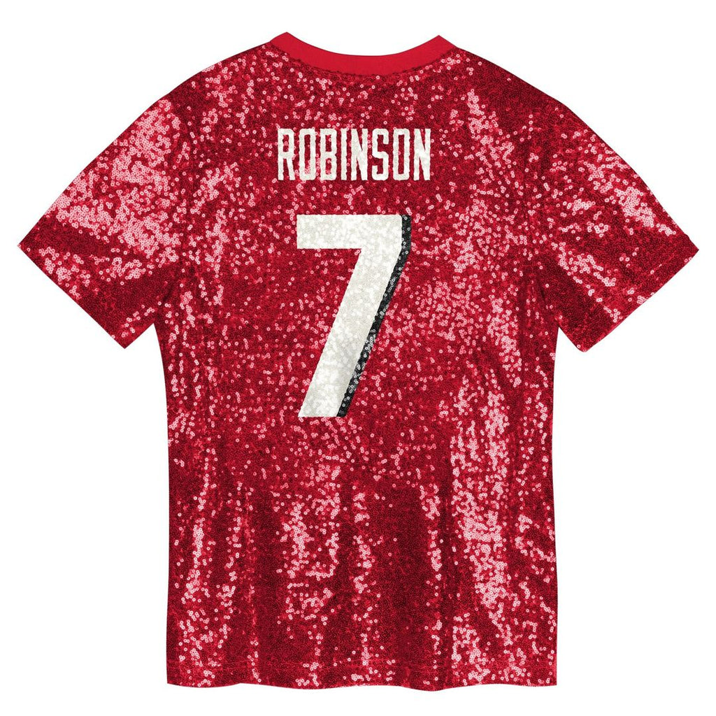 Bijan Robinson Atlanta Falcons Girls Youth Sequin V-Neck Fashion Official Jersey - Red