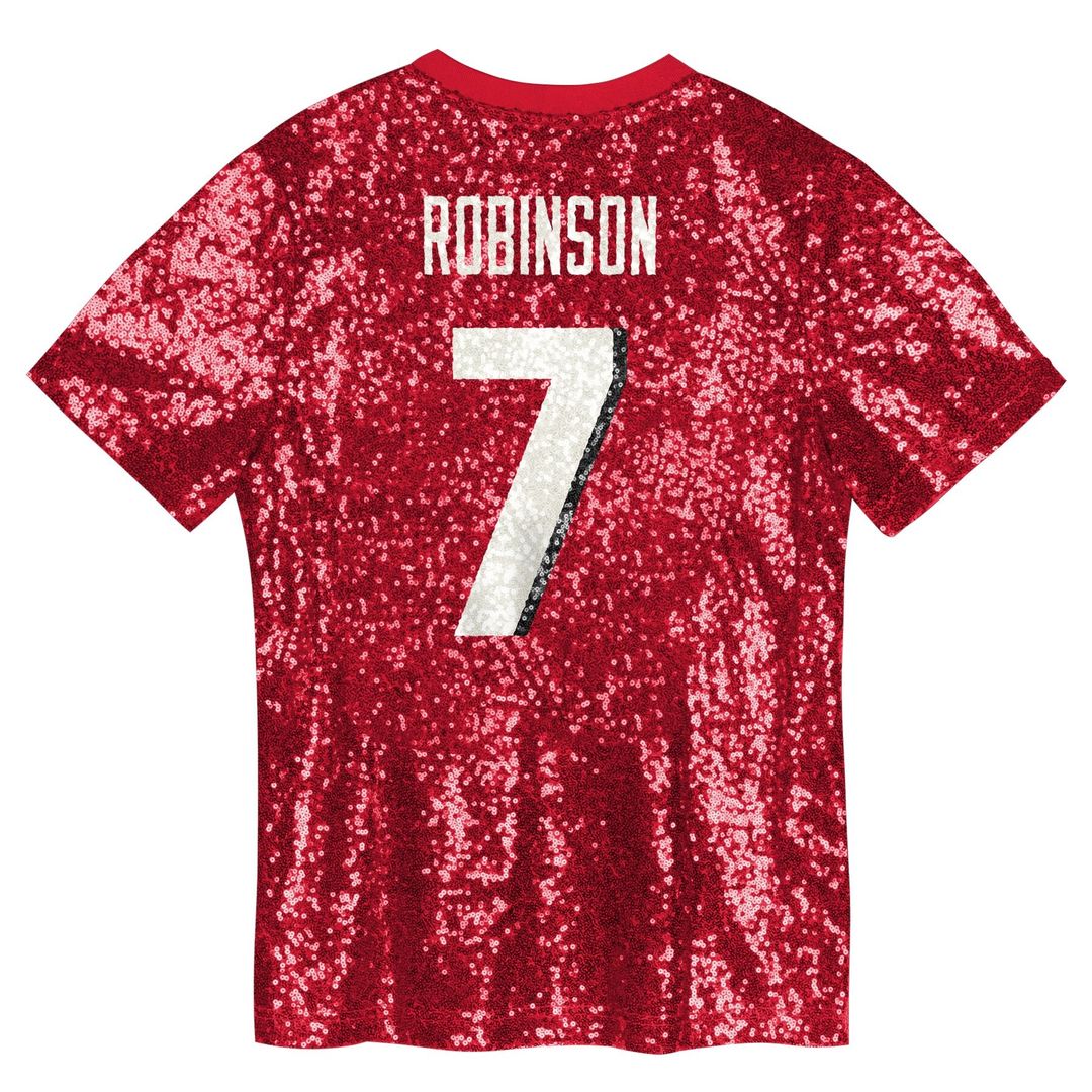 Bijan Robinson Atlanta Falcons Girls Youth Sequin V-Neck Fashion Official Jersey - Red